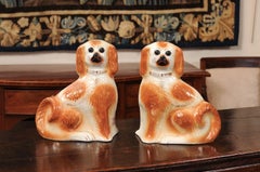 Pair of Large 19th Century English Staffordshire Dogs