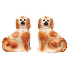 Pair of Large 19th Century English Staffordshire Dogs