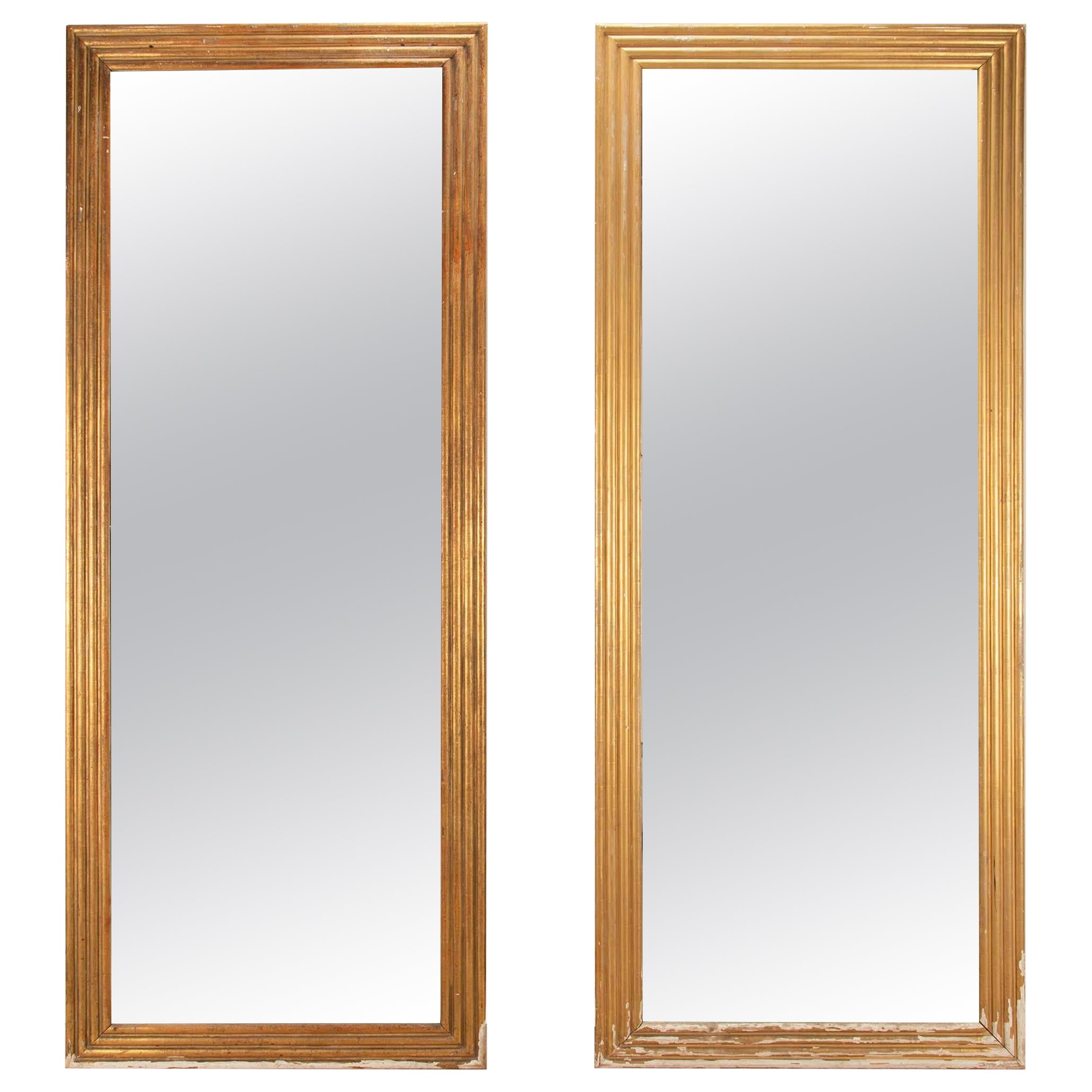 Pair of Large 19th Century French Gilt Bistro Mirrors