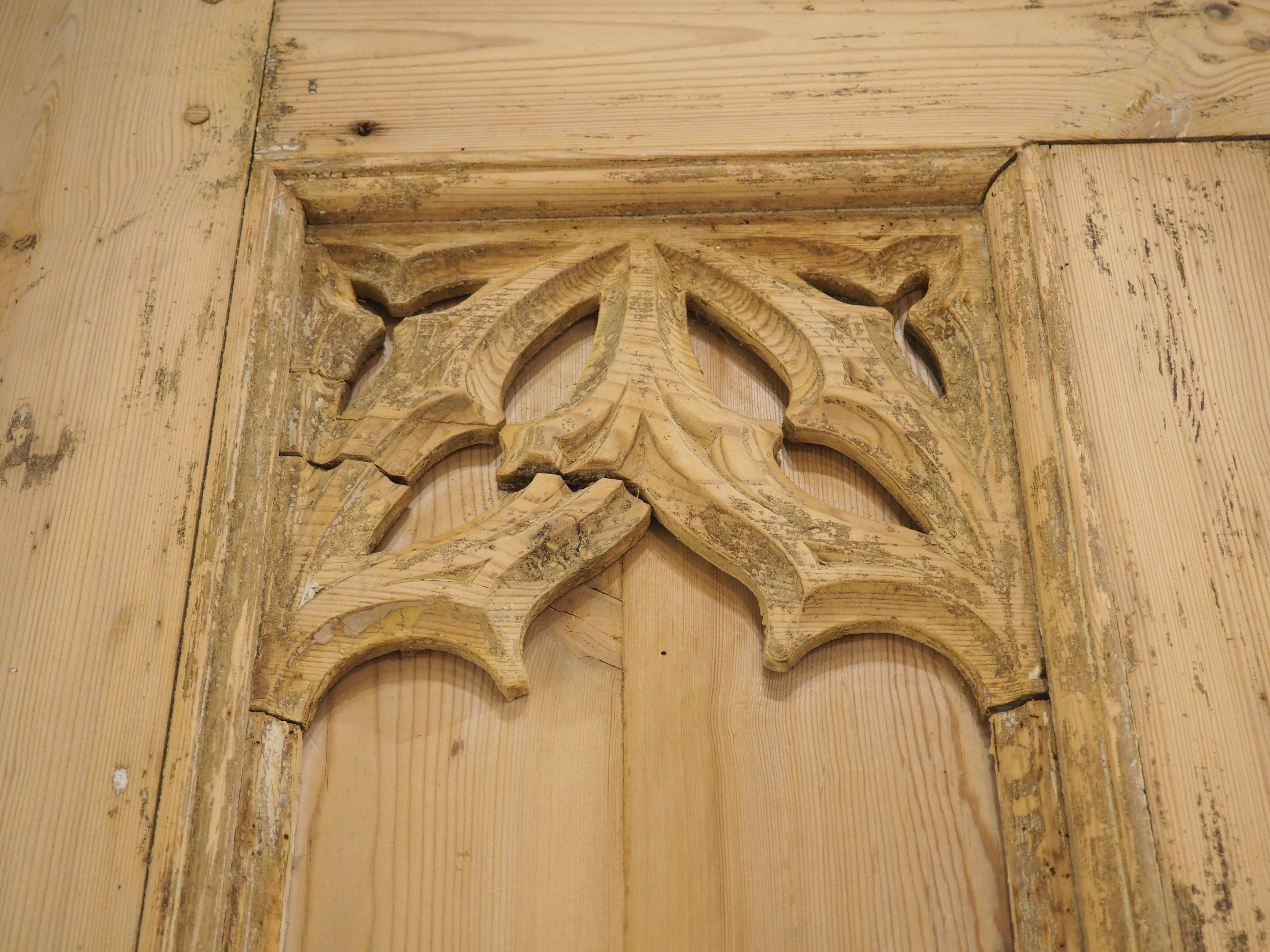 Pair of Large 19th Century French Gothic Style Doors in Carved Pine 7