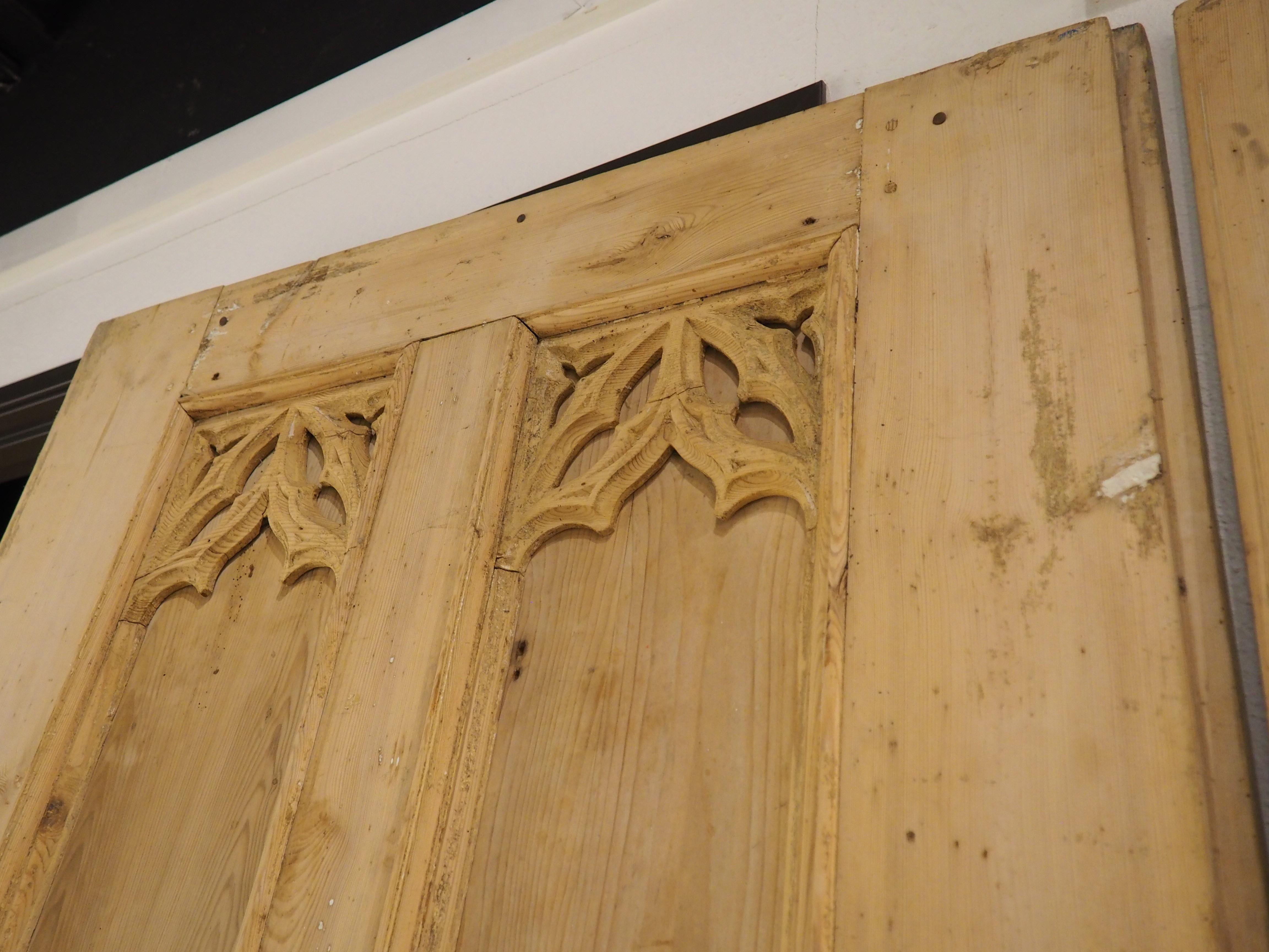 Pair of Large 19th Century French Gothic Style Doors in Carved Pine 8