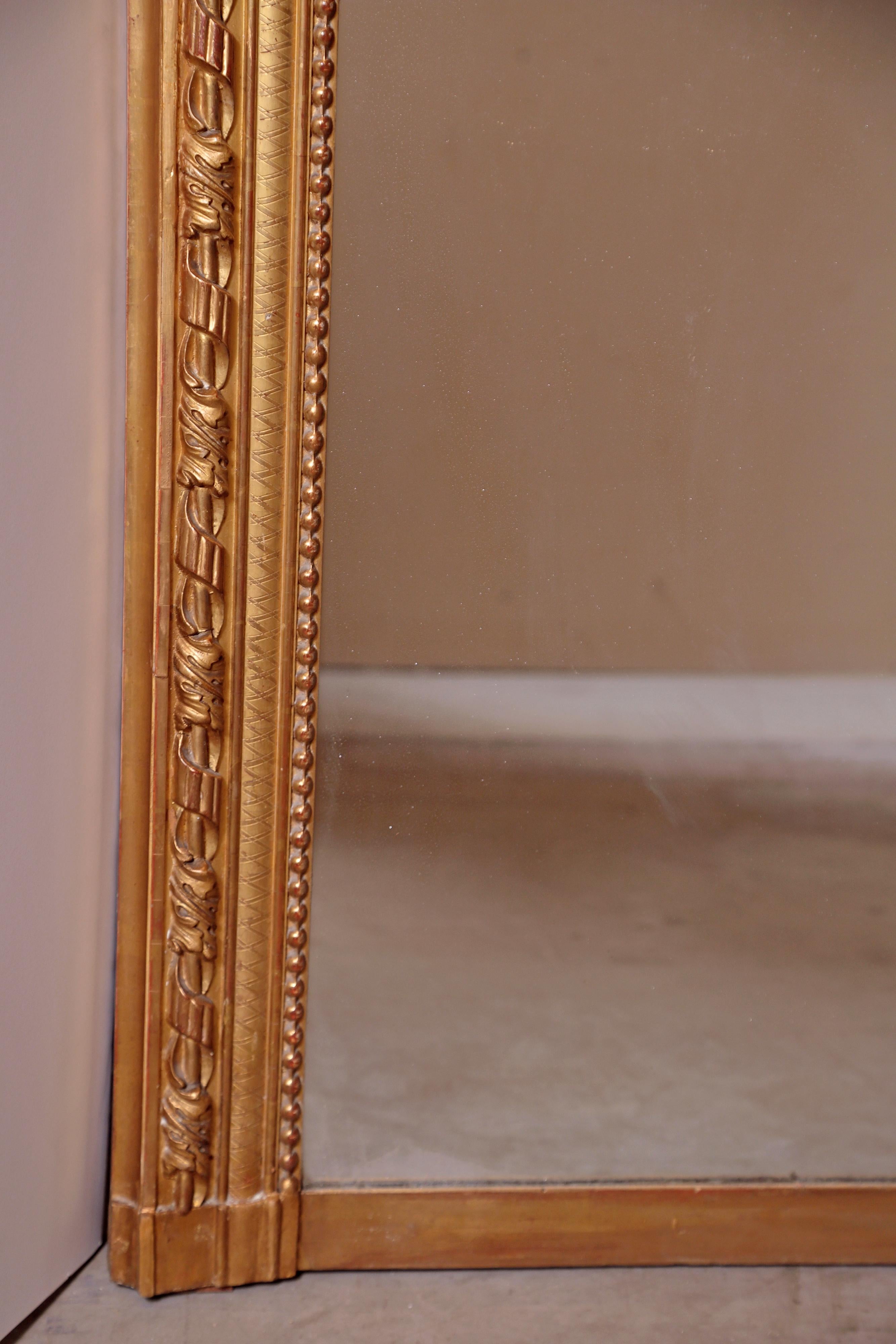 Pair of Large 19th Century French Louis XV Gilt Mirrors For Sale 1