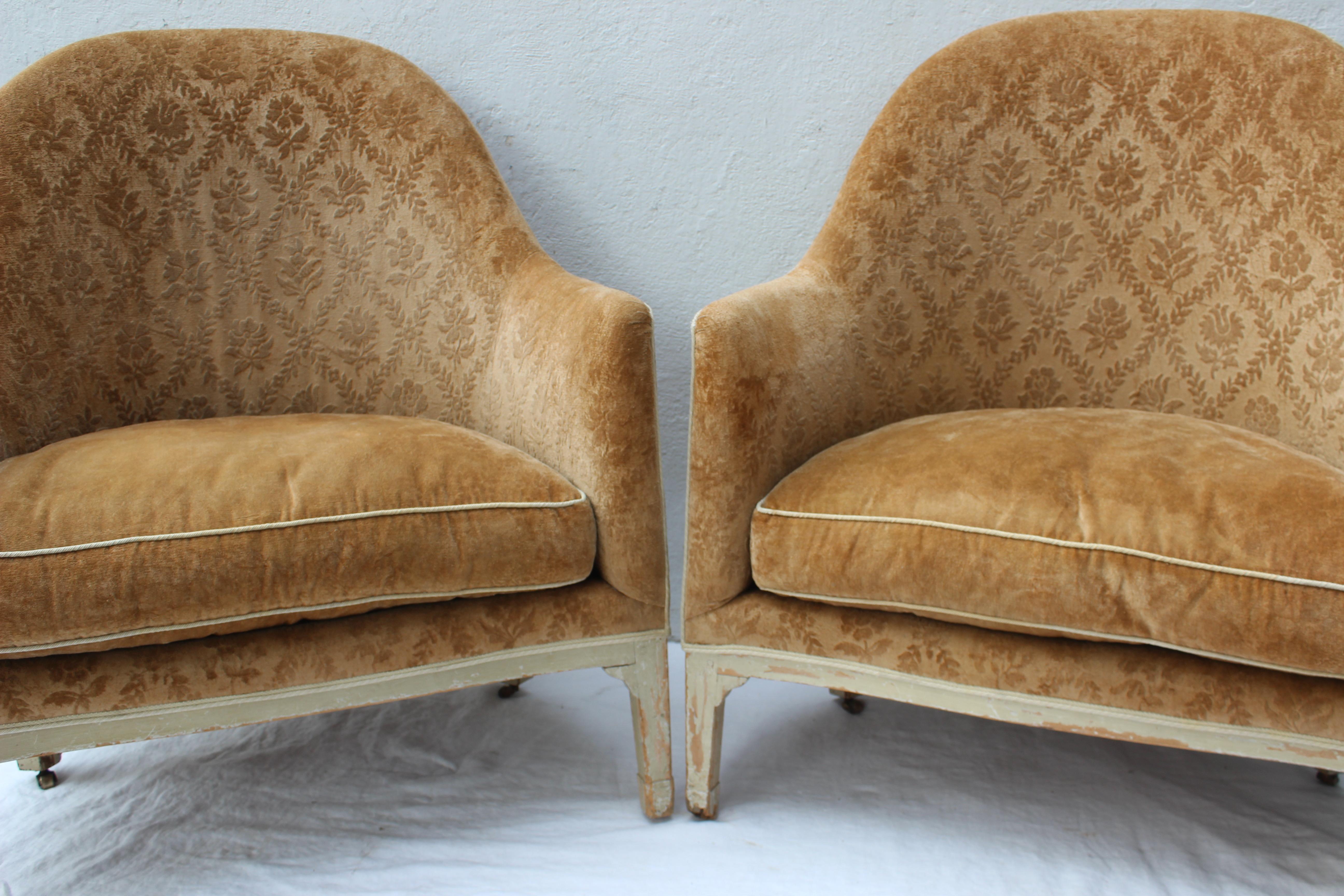 Pair of Large 19th Century French Louis XVI Style Bergere Chairs In Good Condition In East Hampton, NY