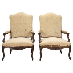 Pair of Large 19th Century French Regence Revival Armchairs