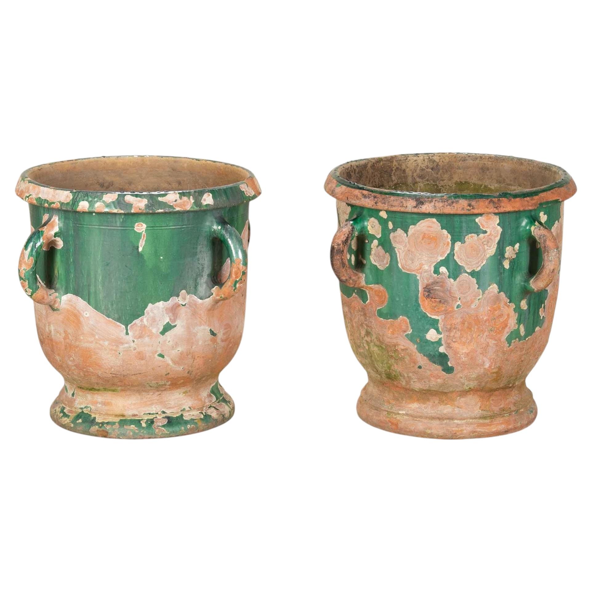 Pair of Large 19th Century French Terracotta Castelnaudry Planters
