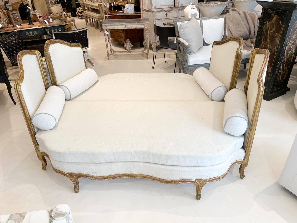 Pair of Large 19th Century Gilded Louis XV Banquettes For Sale 5