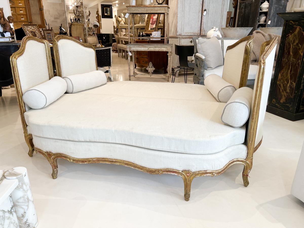 Pair of Large 19th Century Gilded Louis XV Banquettes For Sale 6