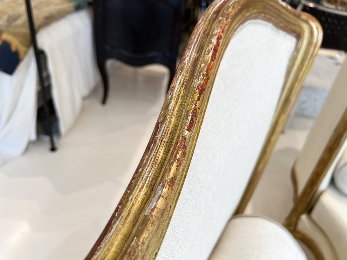 Fabric Pair of Large 19th Century Gilded Louis XV Banquettes For Sale