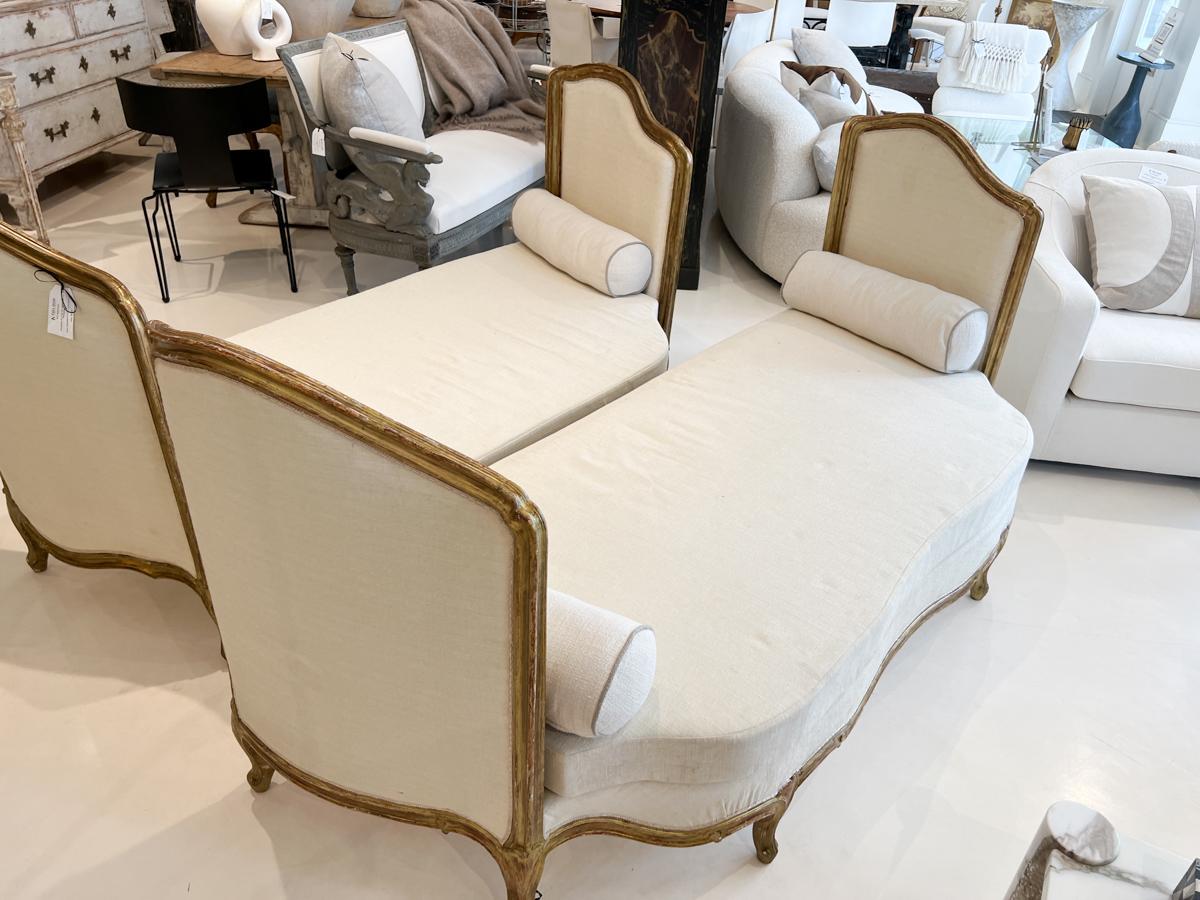 Pair of Large 19th Century Gilded Louis XV Banquettes For Sale 1