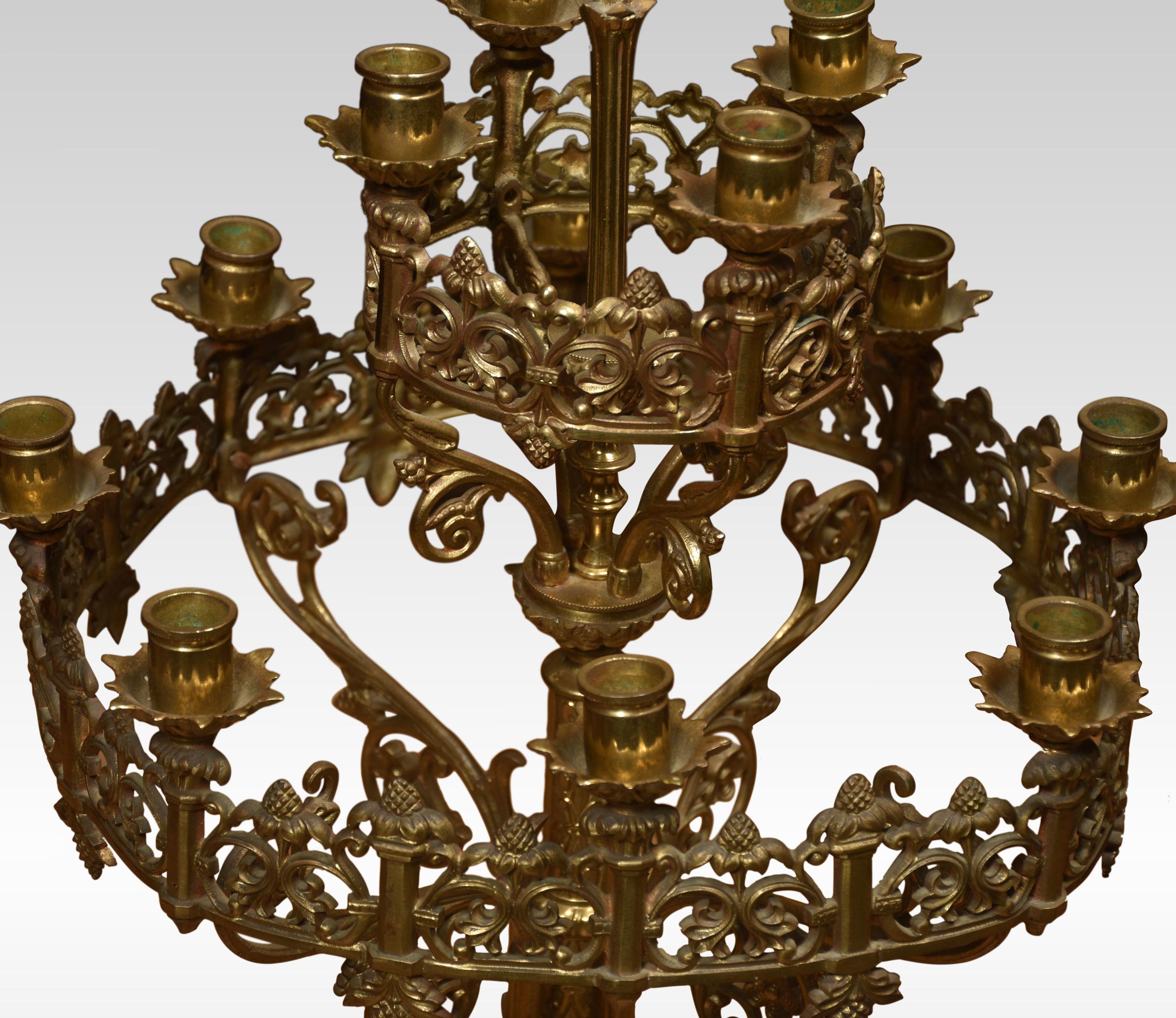 Pair of large 19th Century Gothic revival brass candelabras For Sale 1
