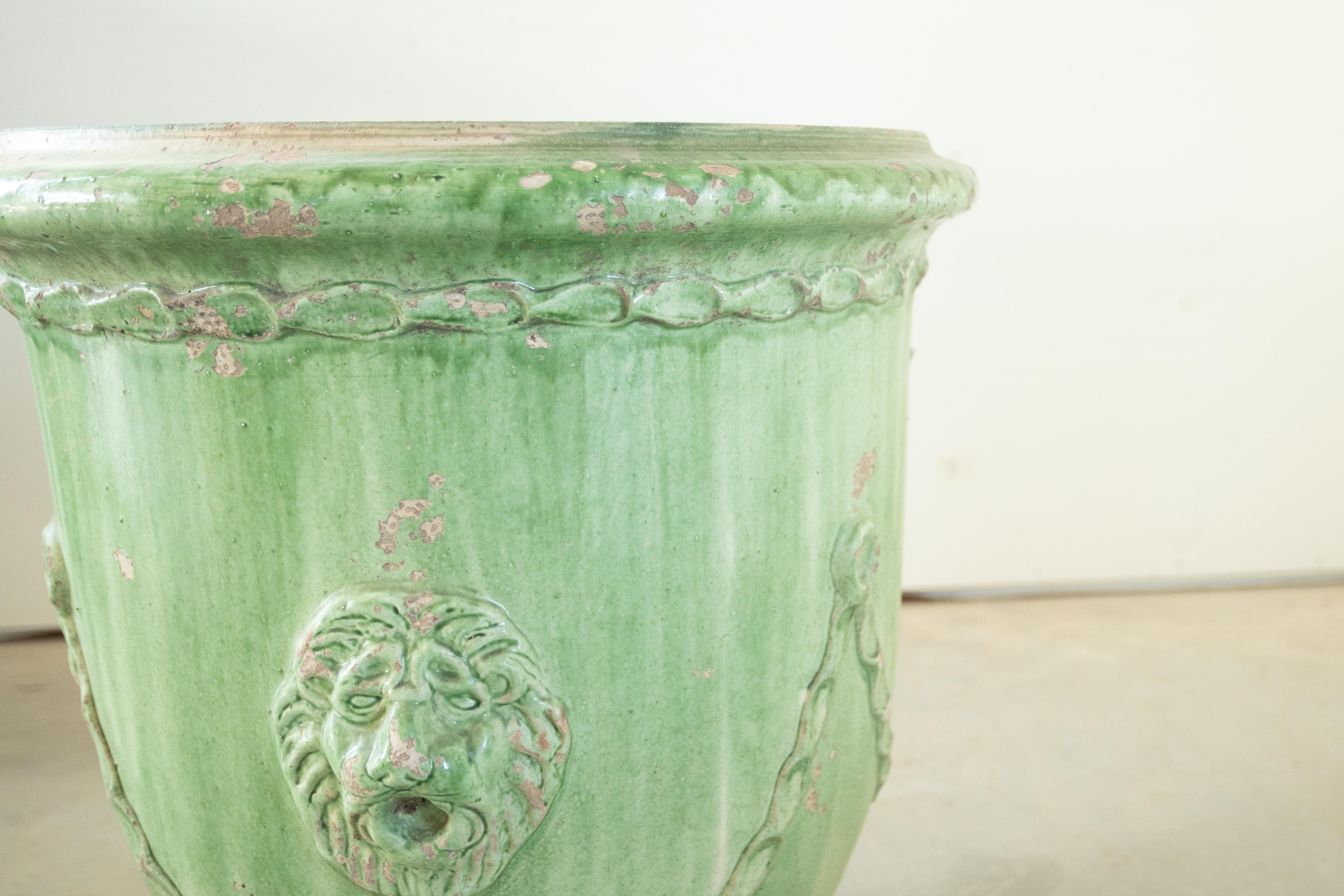 Pair of Large 19th Century Green Glazed Anduze Planters 4