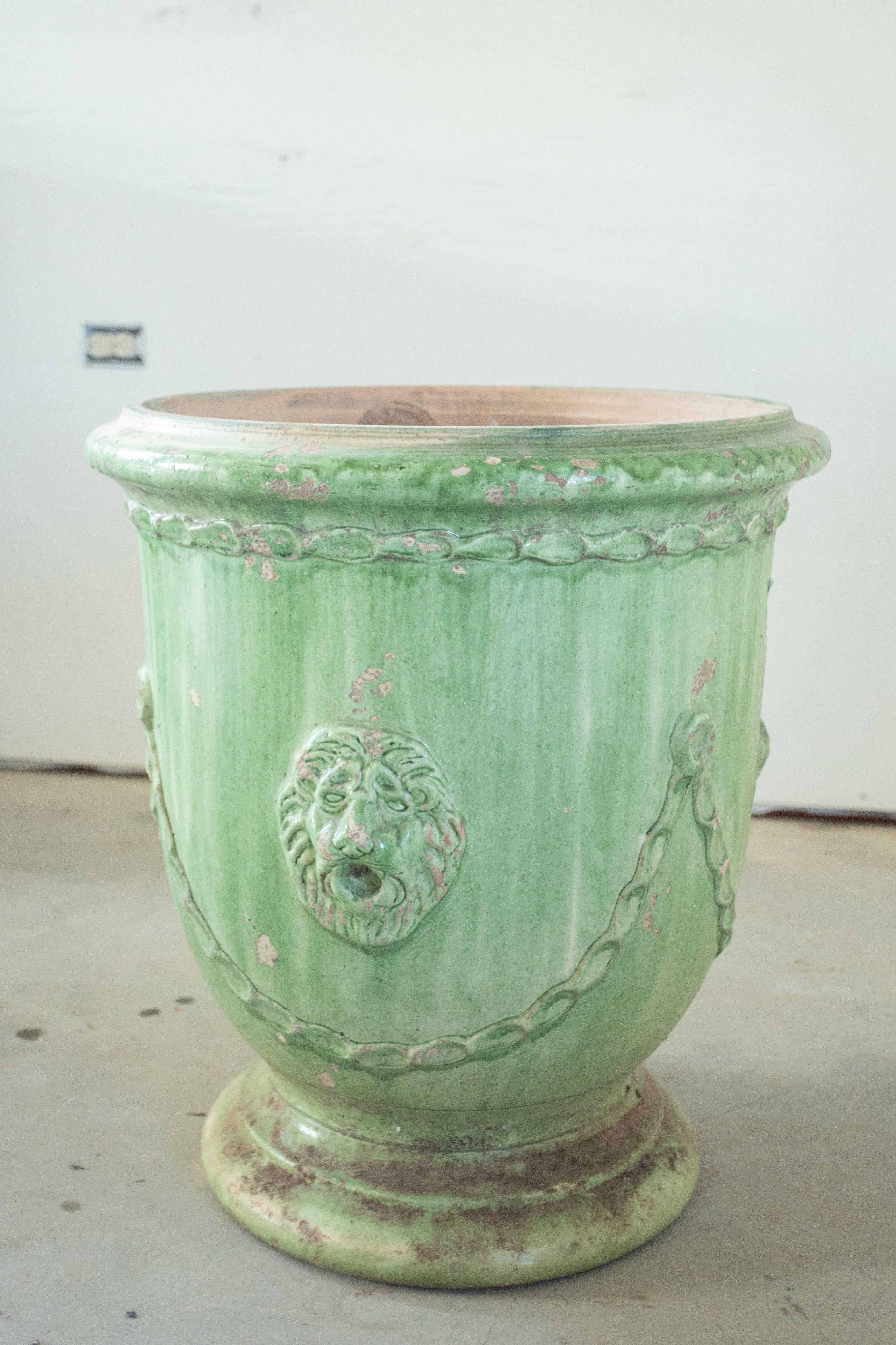 Pair of Large 19th Century Green Glazed Anduze Planters 2