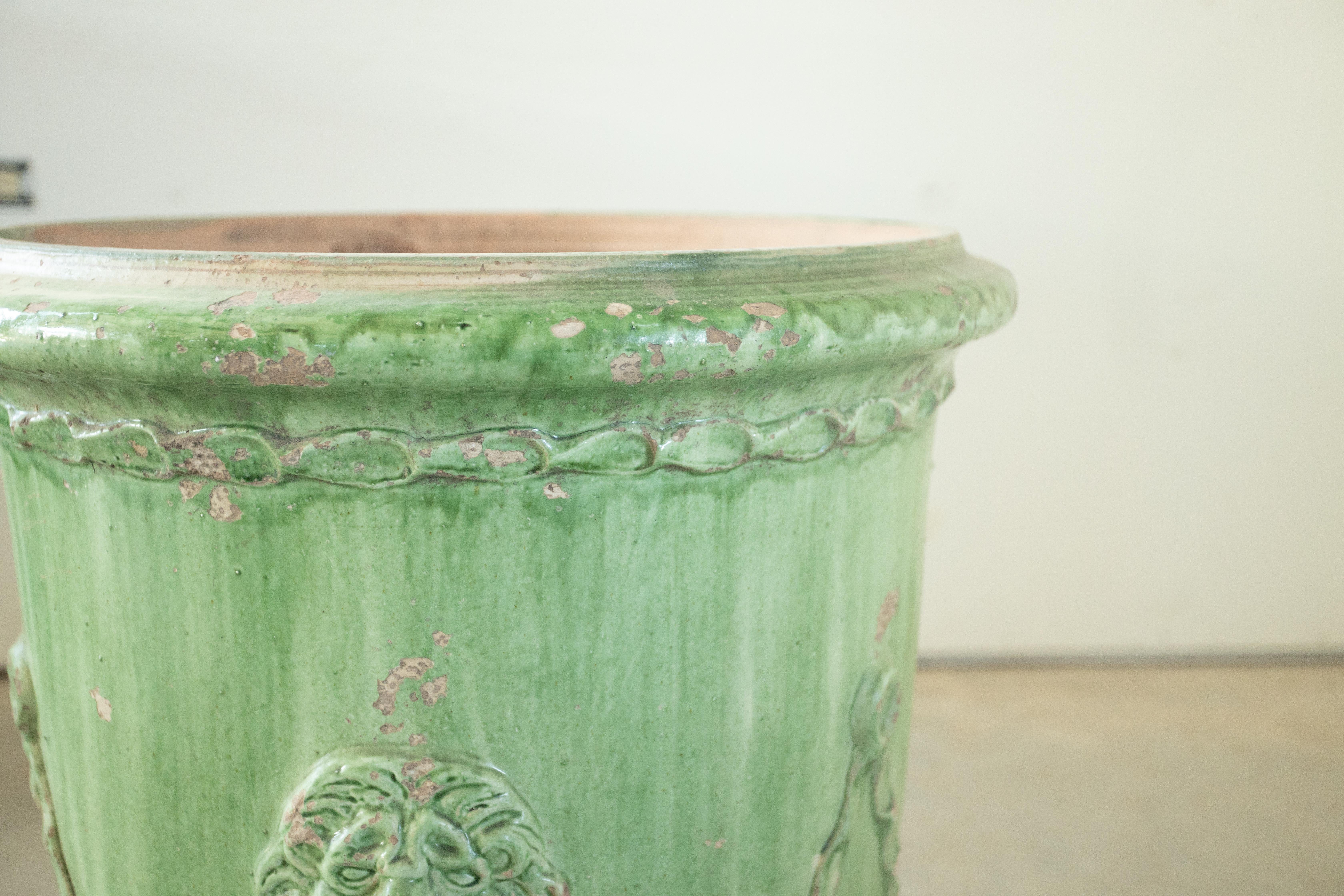 Pair of Large 19th Century Green Glazed Anduze Planters 3
