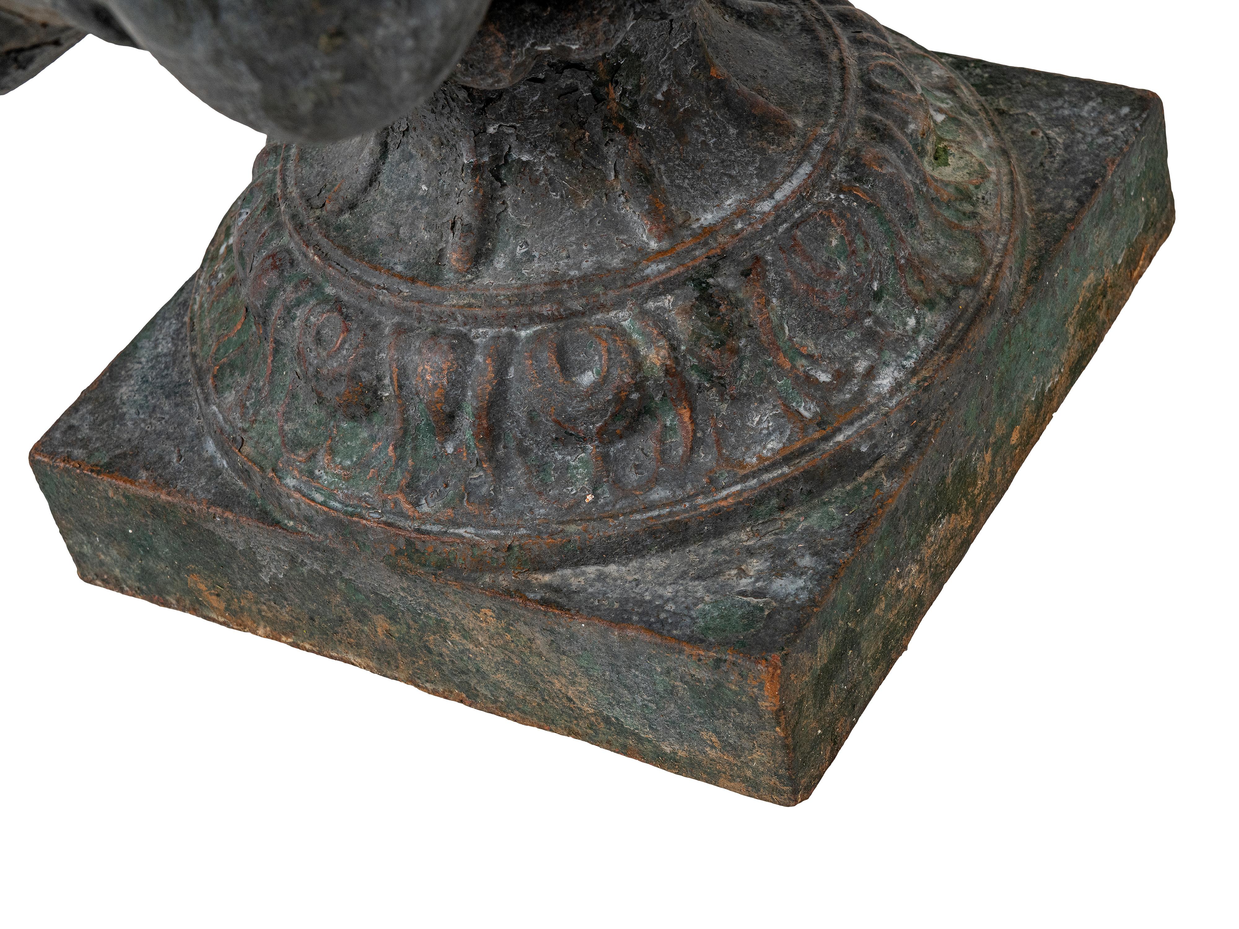 Pair of large 19th Century green painted Napoleon III urns with handles For Sale 3