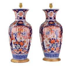 Pair of Large 19th Century Imari Antique Table Lamps