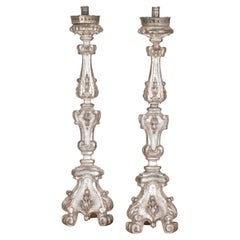 Pair of Large 19th Century Italian Silver Gilt Candlesticks