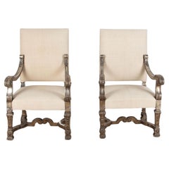 Paire de grandes chaises à trône italiennes du 19e siècle