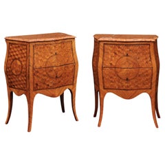 Pair of Large 19th Century Italian Walnut Commodini