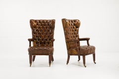 Pair of Large 19th Century Mahogany and Leather Chairs