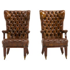 Pair of Large 19th Century Mahogany and Leather Chairs