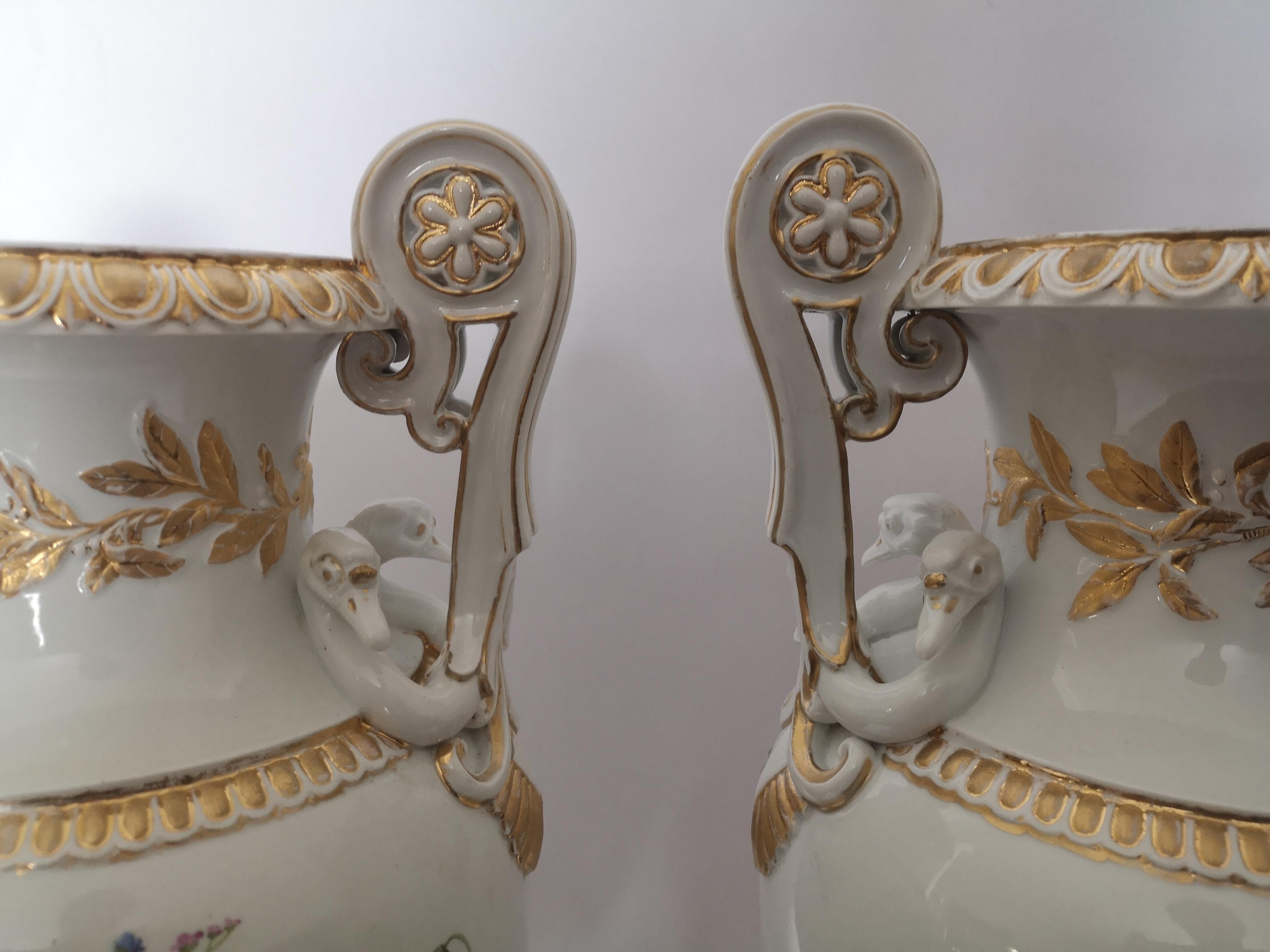 Pair of Large 19th Century Meissen Vases For Sale 5