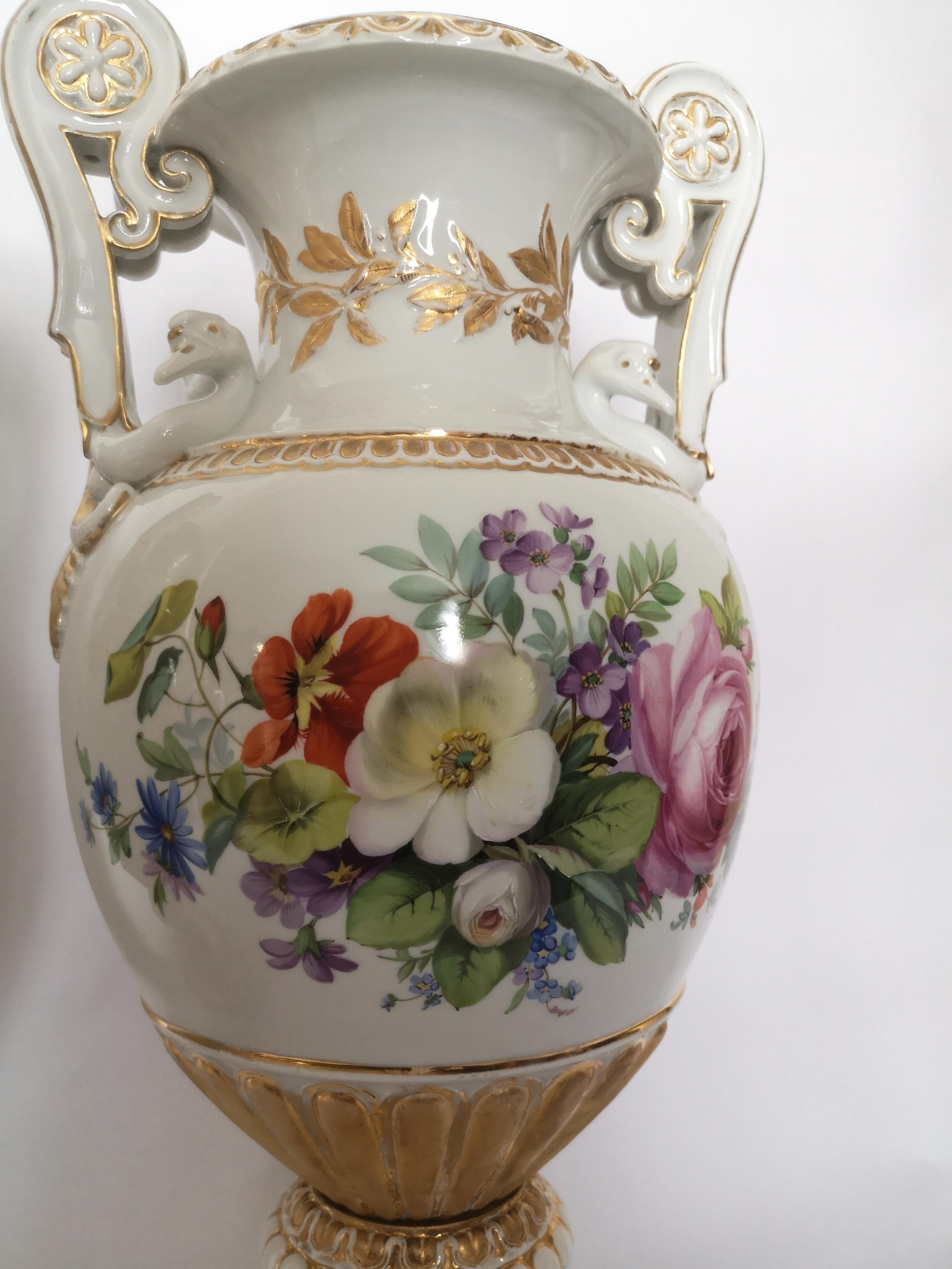 Pair of Large 19th Century Meissen Vases For Sale 2