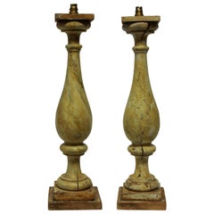Pair of Large 19th Century Painted Balustrade Lamps