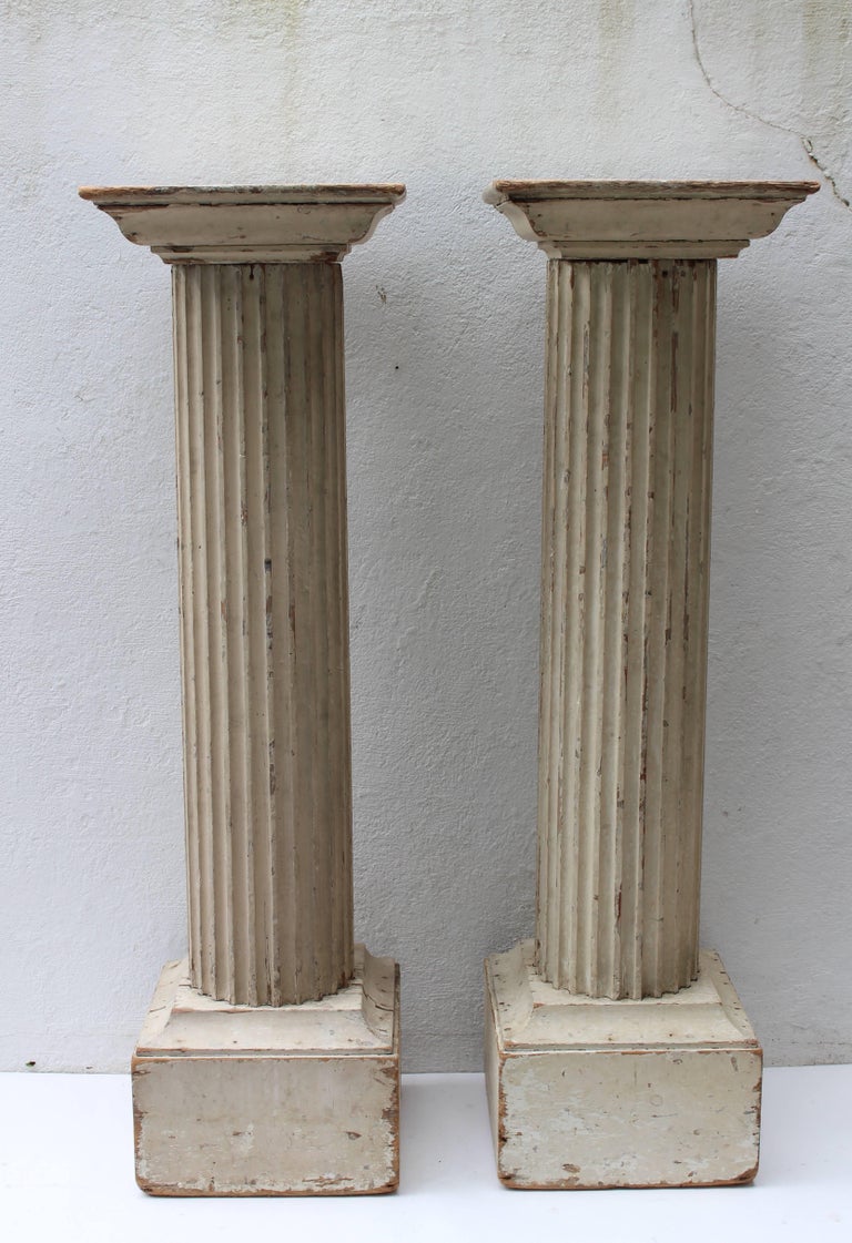 Pair of Large 19th Century Painted Doric Columns at 1stDibs