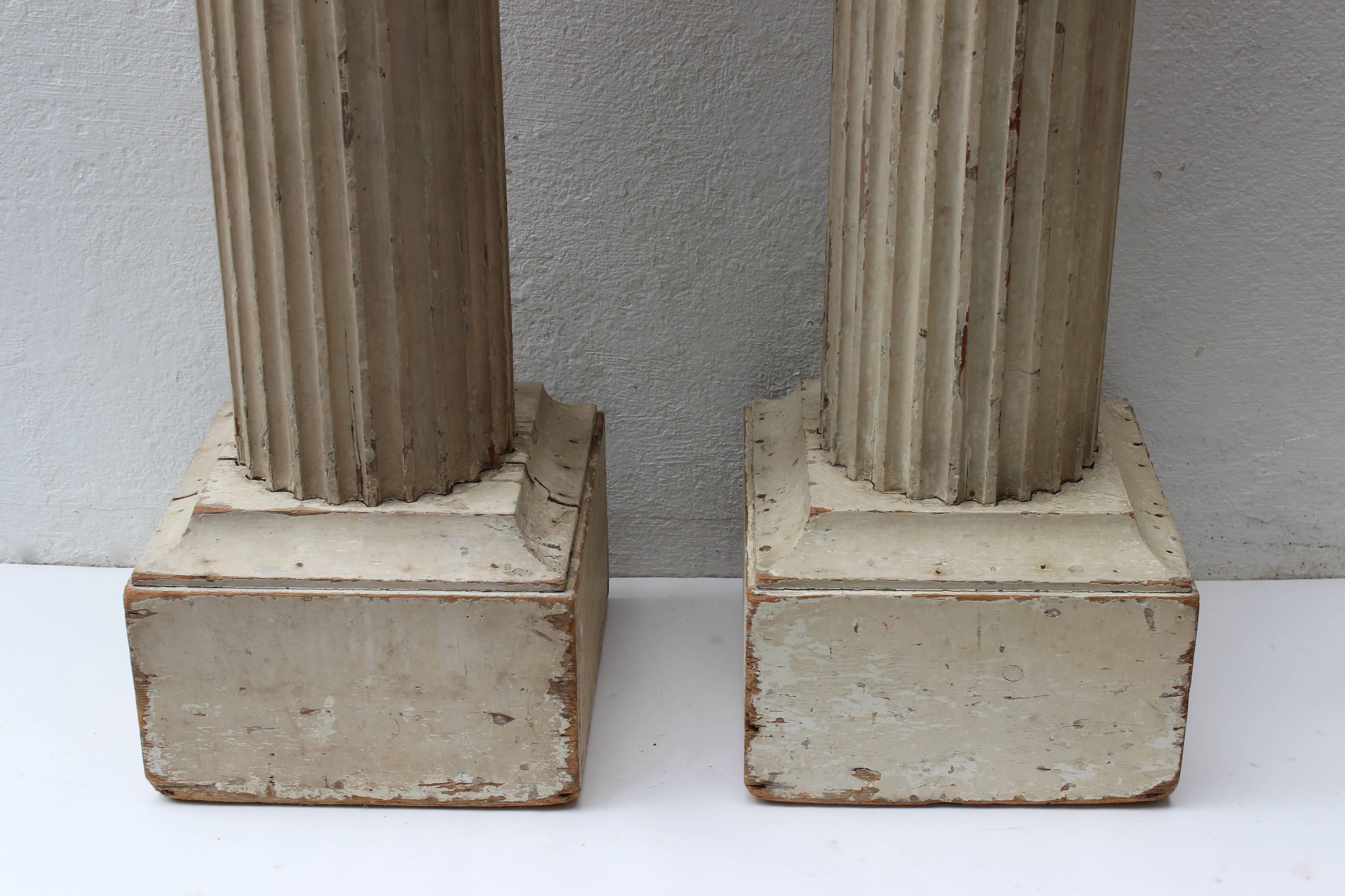 Pair of Large 19th Century Painted Doric Columns In Good Condition In East Hampton, NY