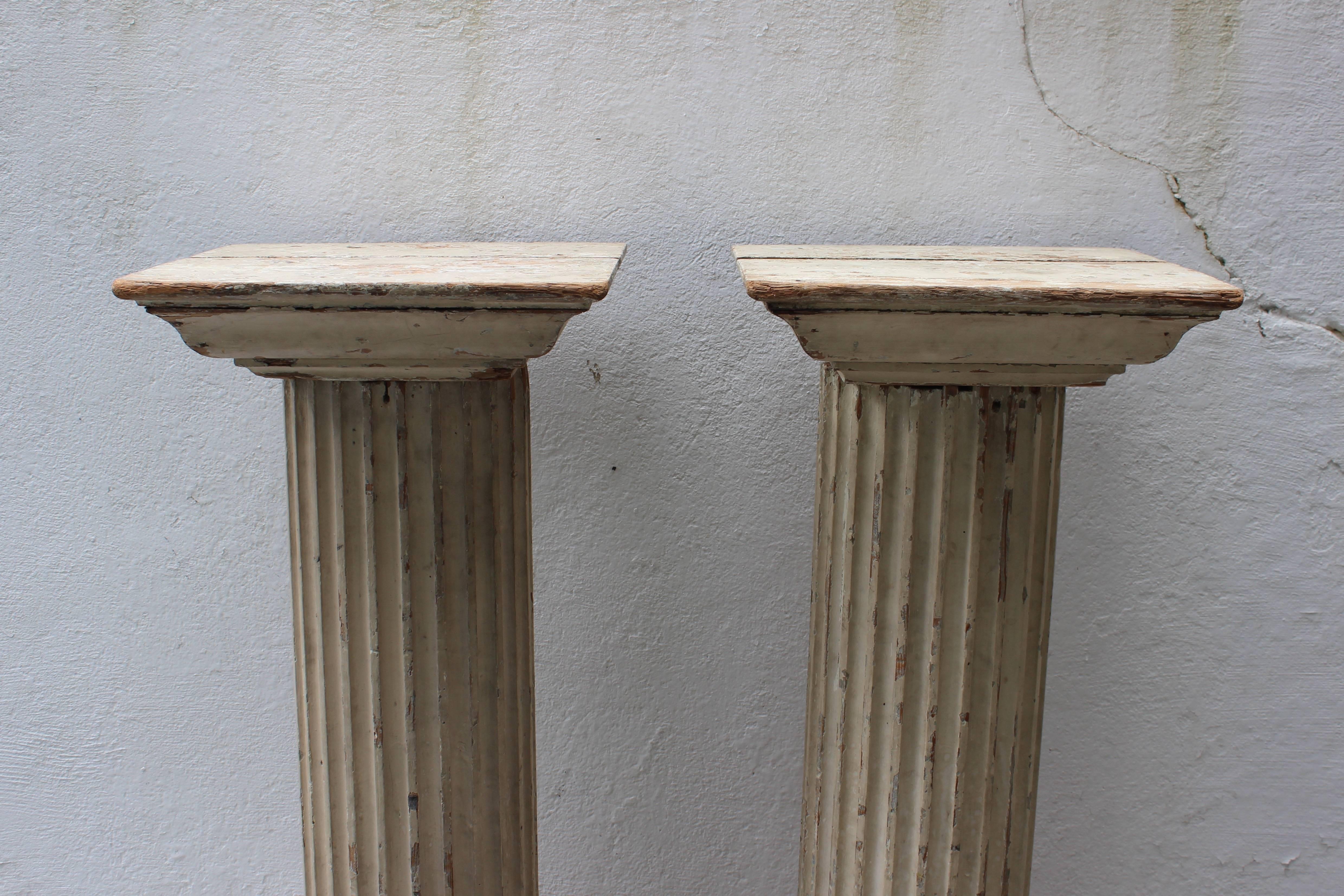 Pair of Large 19th Century Painted Doric Columns 2