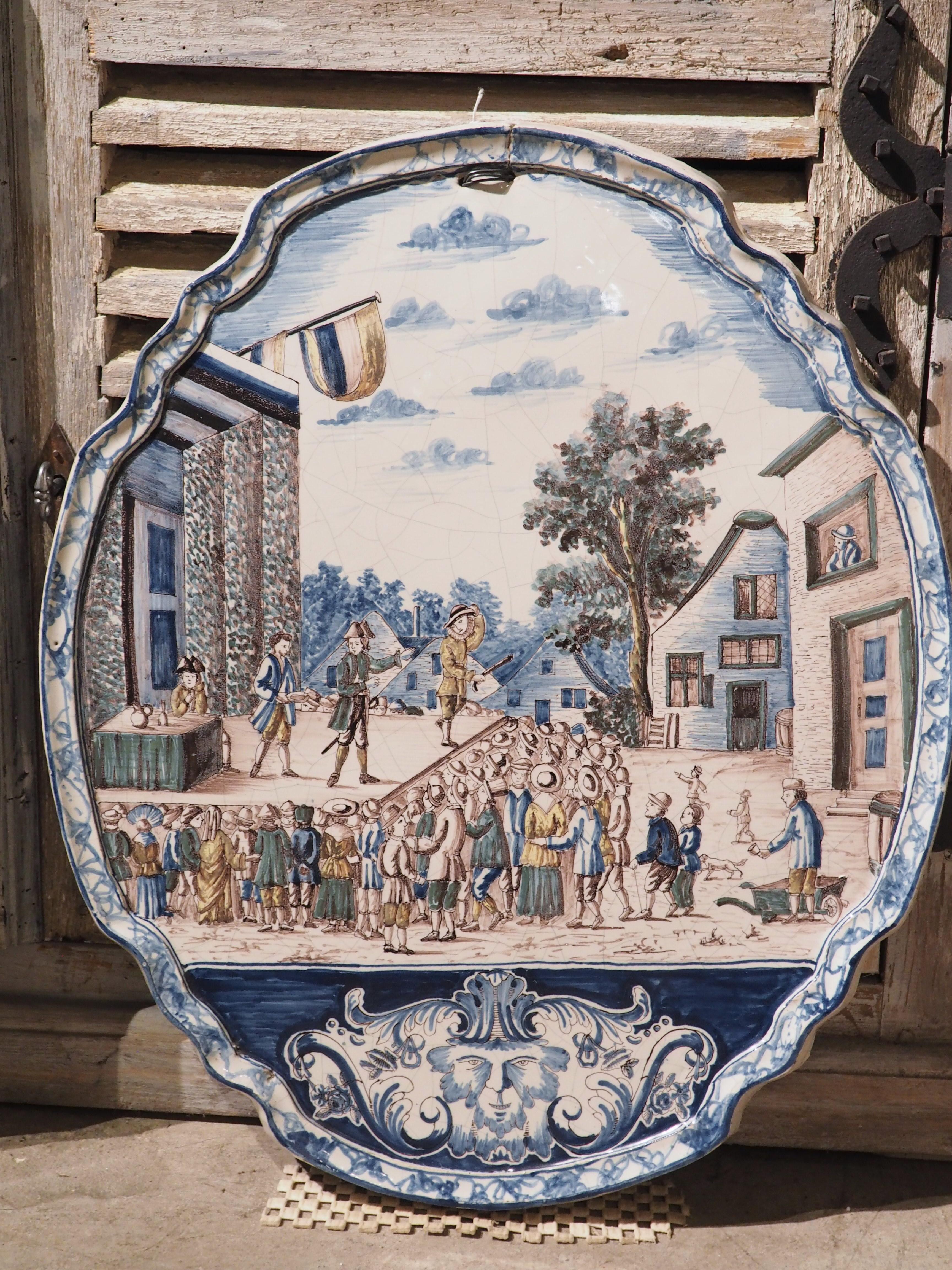 Dutch Pair of Large 19th Century Polychrome Faience Wall Plaques from Holland For Sale