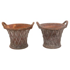 Pair Of Large 19th Century Royal Pottery Terracotta Garden Urns