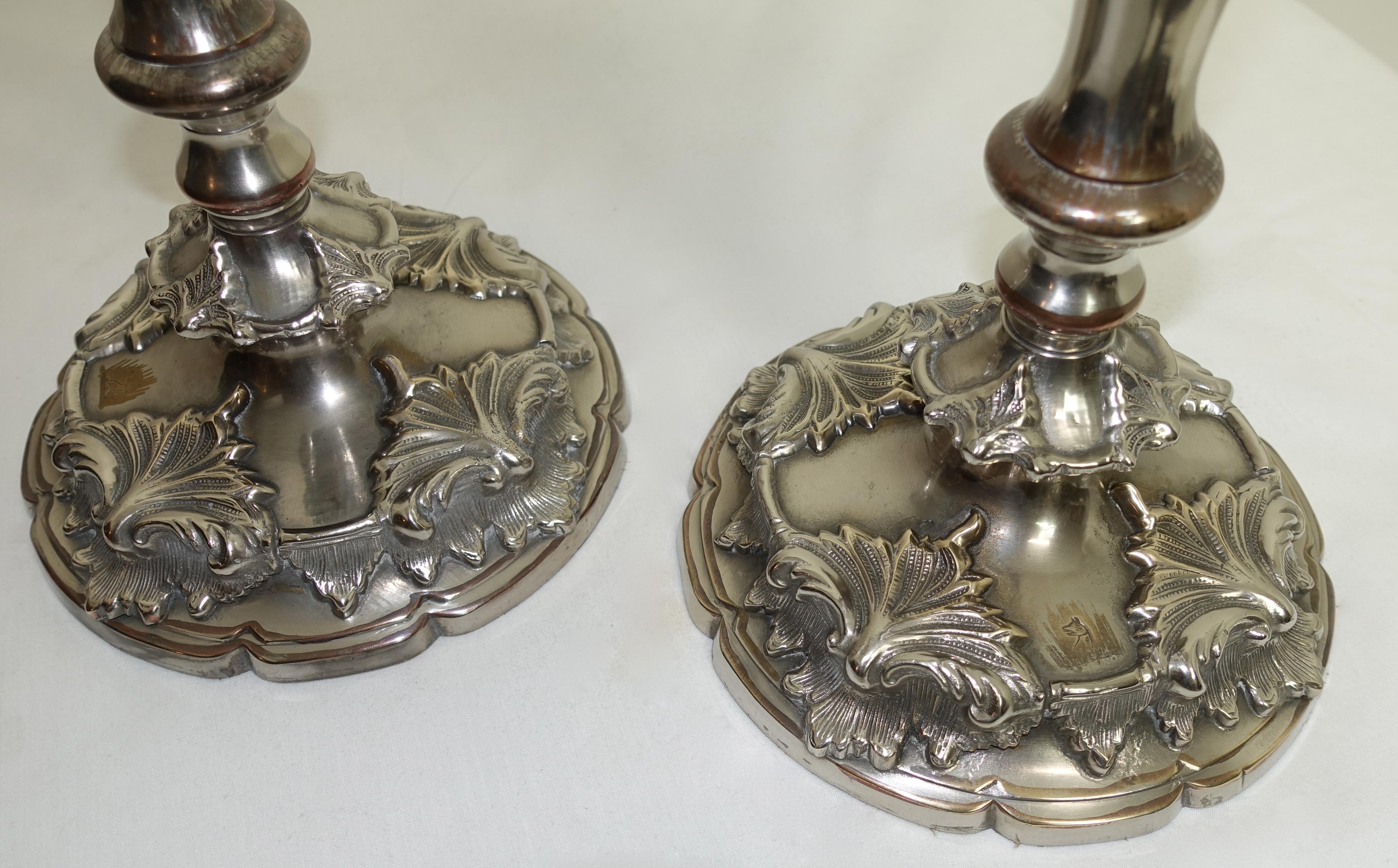 English Pair of Large 19th Century Sheffield Silver Plate Candlesticks