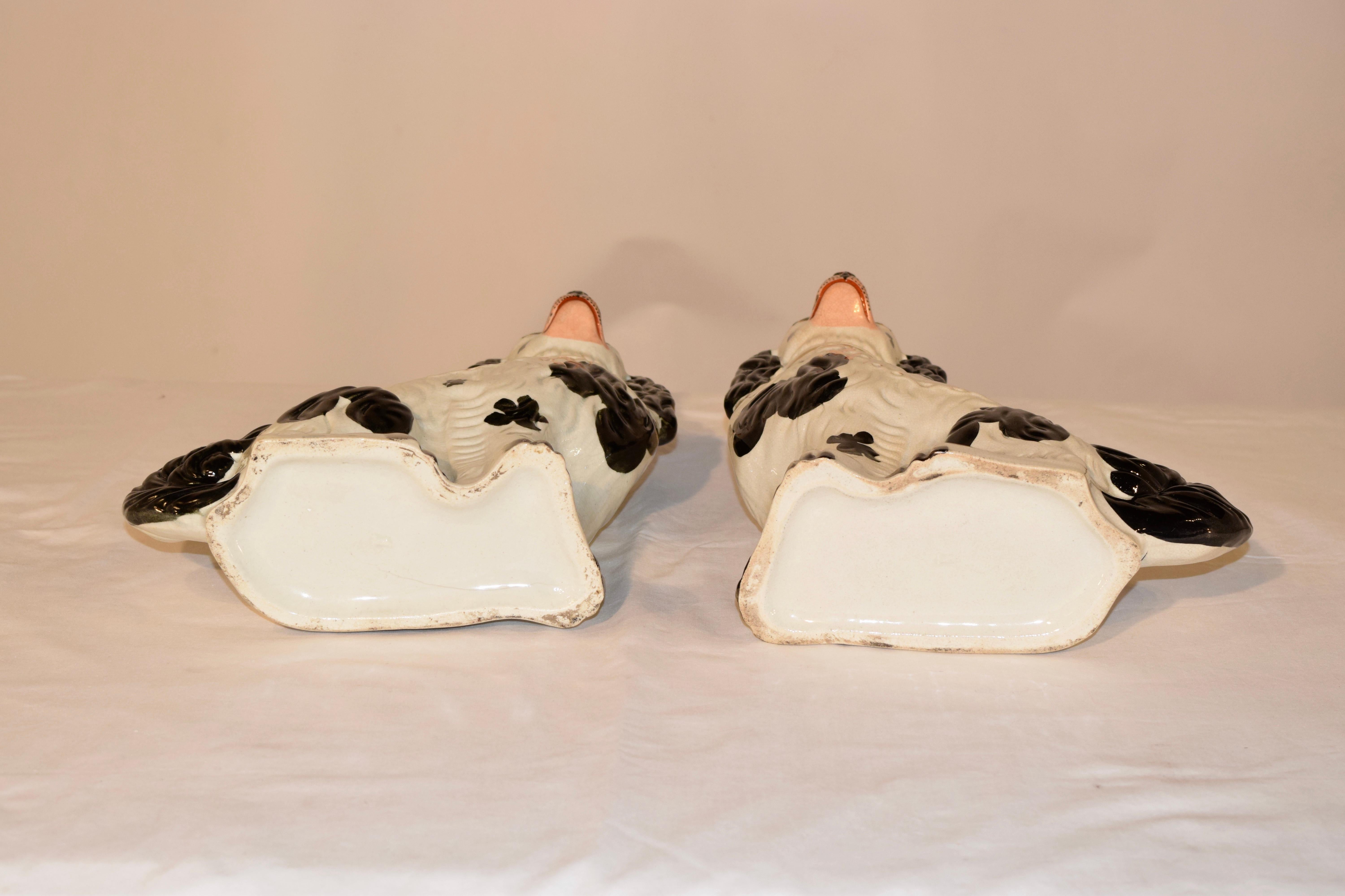 Victorian Pair of Large 19th Century Staffordshire Spaniels