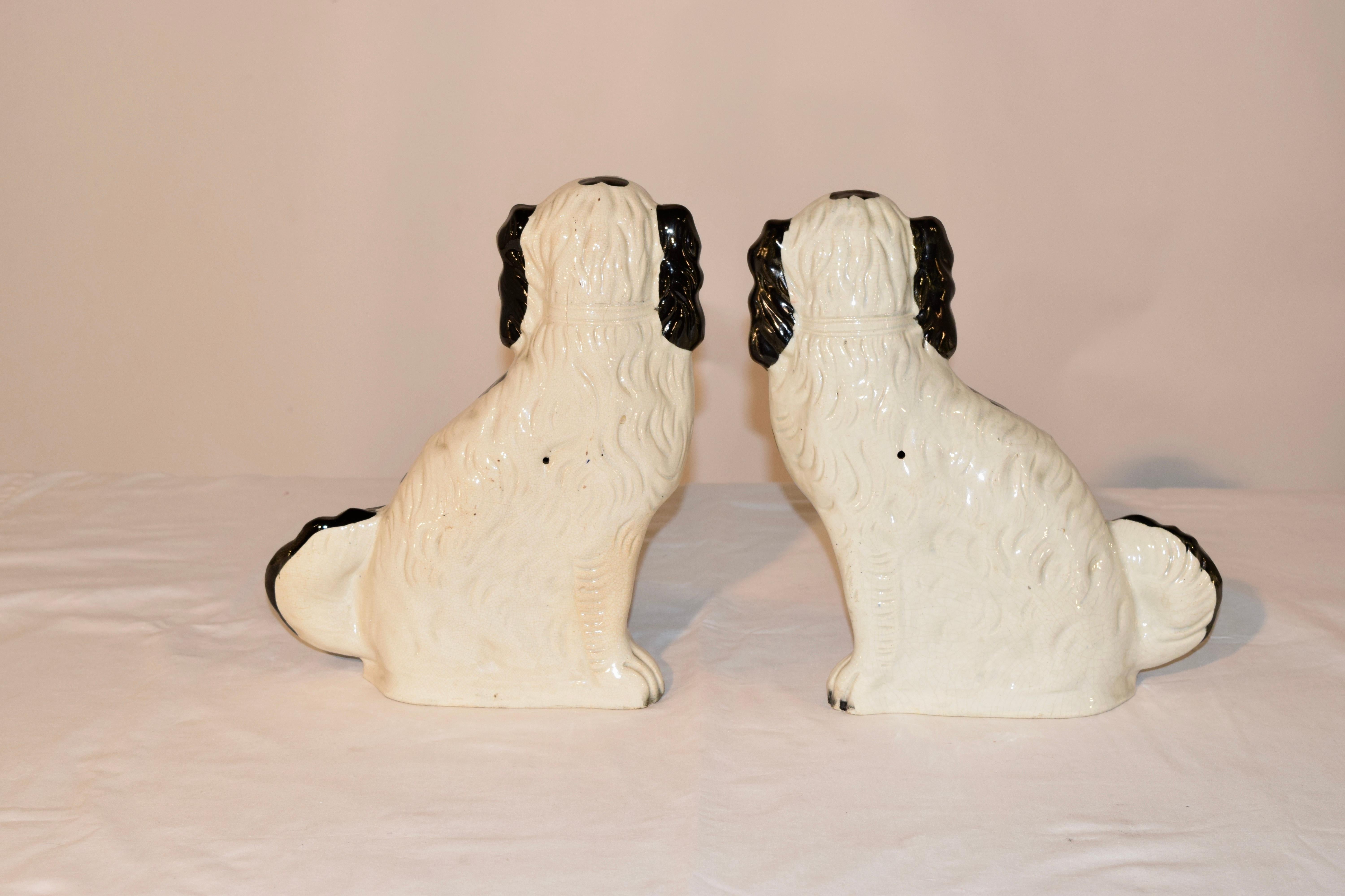 Glazed Pair of Large 19th Century Staffordshire Spaniels