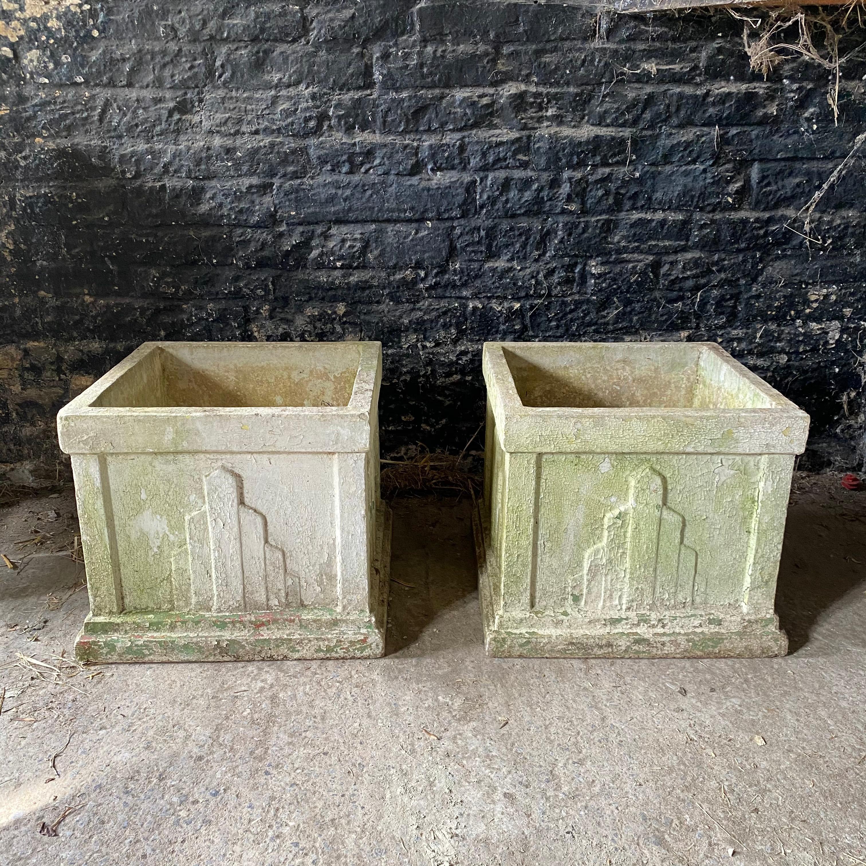French Pair of Large 20th Century Art Deco Garden Planters
