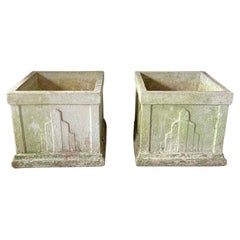 Antique Pair of Large 20th Century Art Deco Garden Planters