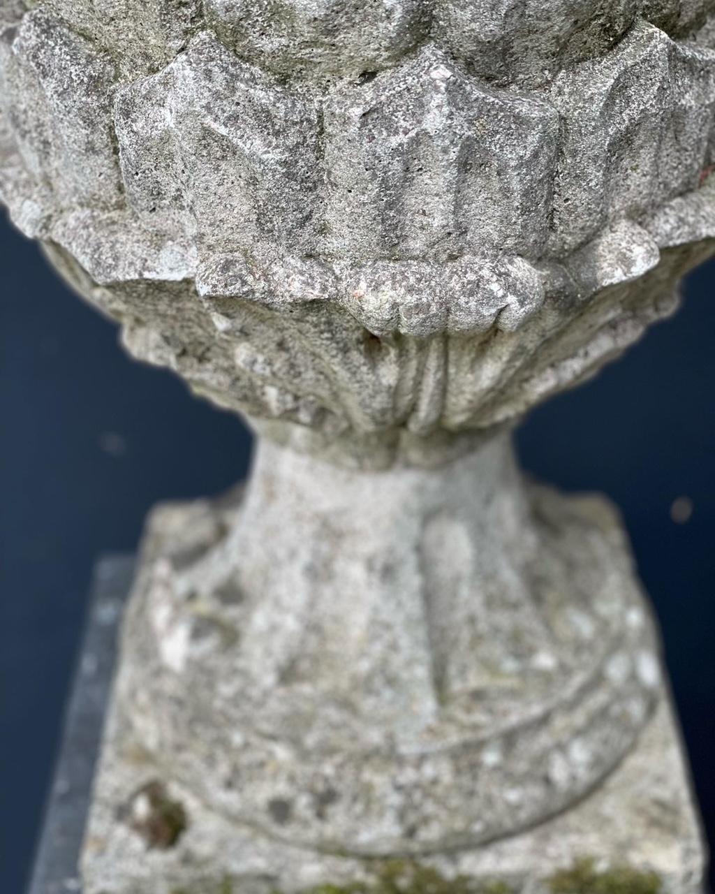 Other Pair of Large 20th Century Cast Stone Acorn Finials