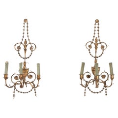 Pair of Large 20th Century English Tole Wall Sconces