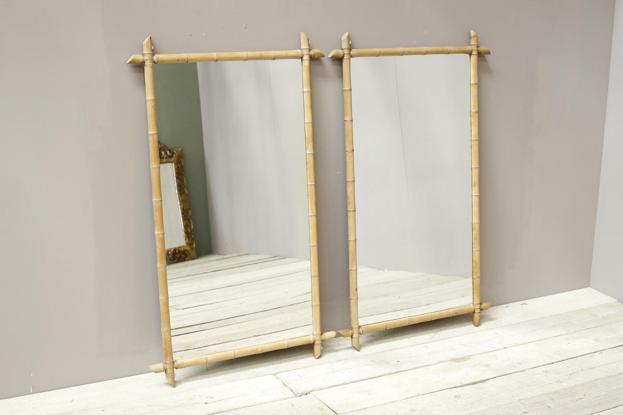Pair of large 20th century faux bamboo mirrors 2