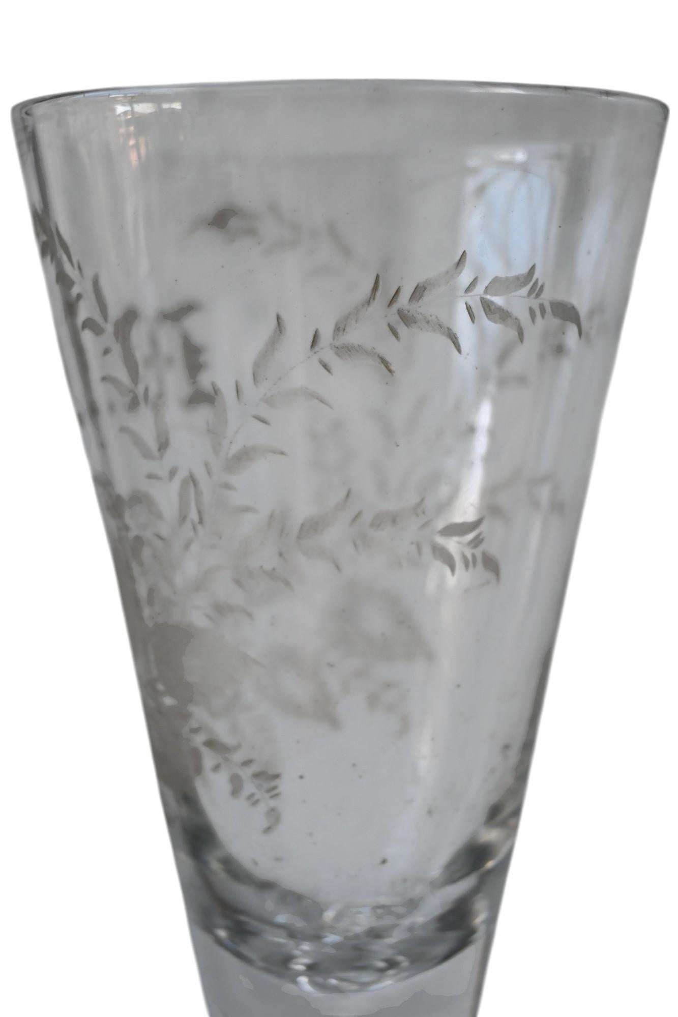 Gravé Pair Of Large (28 Cm) air twisted 19th Century Friendship/wedding Wine Glasses en vente