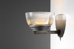 Paar große italienische Wandleuchter aus Glas und verchromtem Messing aus den 40er und 50er Jahren, original G729