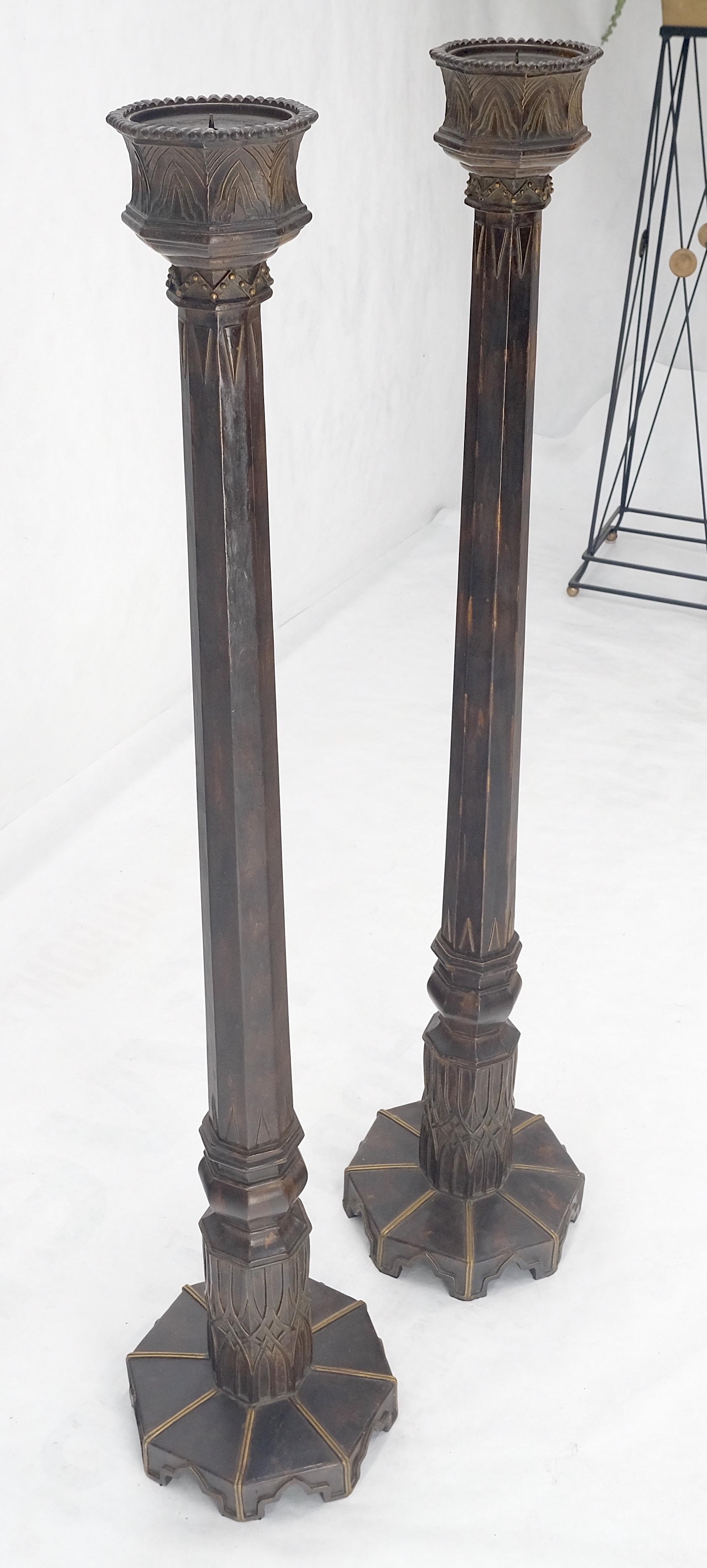 Paar große 49 Zoll hohe Art-Déco-Stehleuchter aus patiniertem Kupfer, Art déco, MINT! im Angebot 3