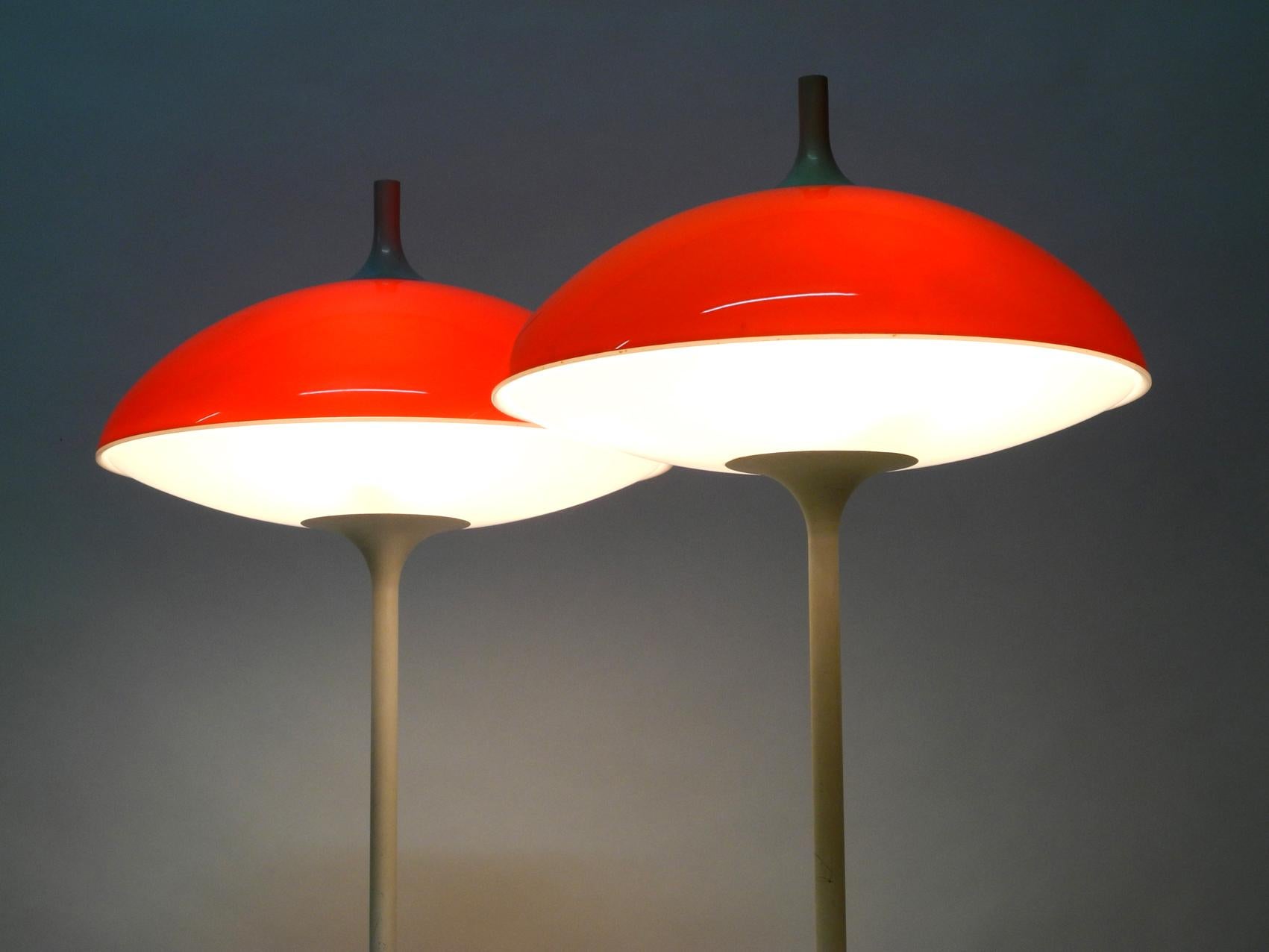Swiss Pair of Large 1960s Pop Art Space Age Table Lamp by Temde Made in Switzerland