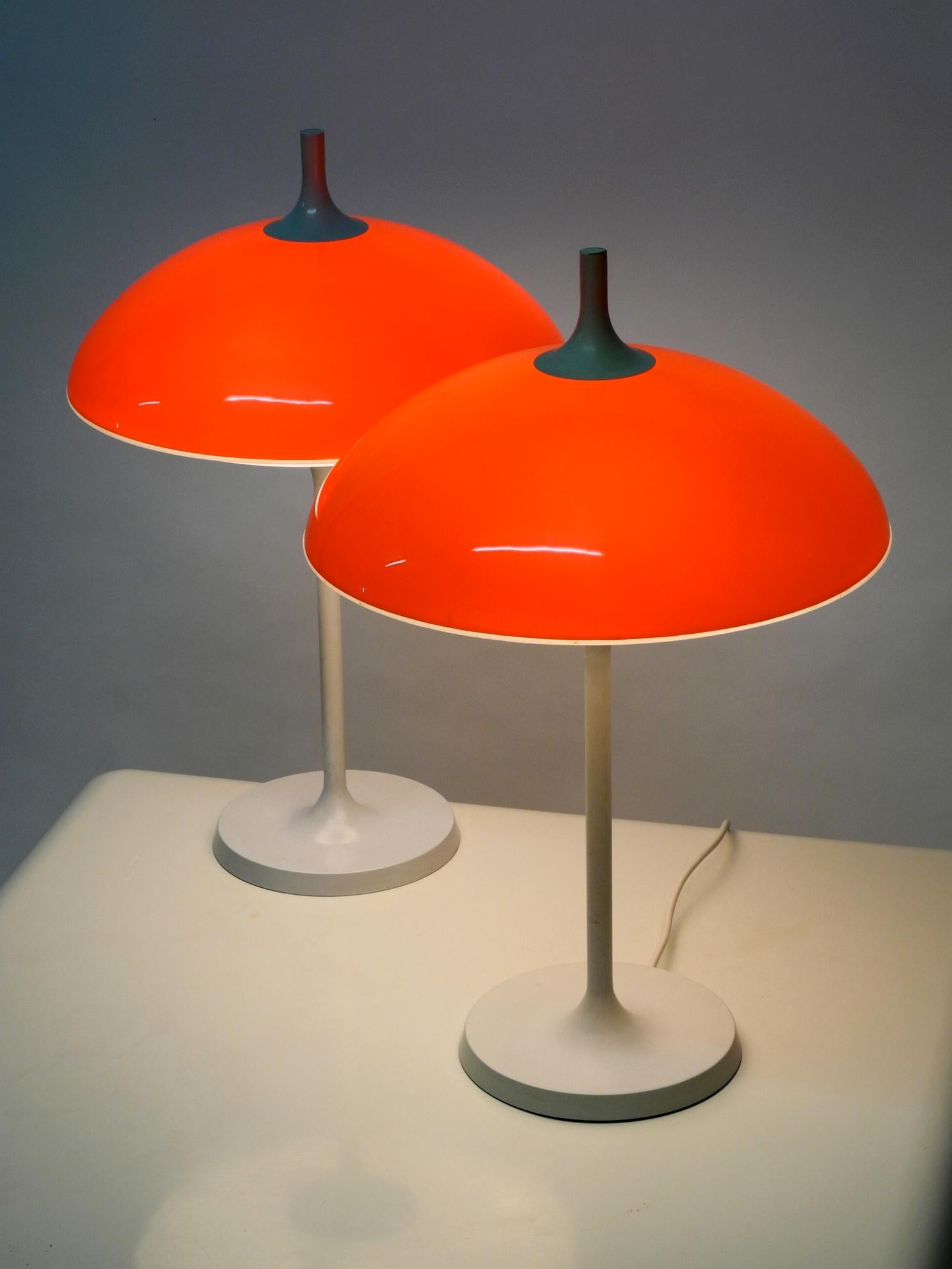 Metal Pair of Large 1960s Pop Art Space Age Table Lamp by Temde Made in Switzerland