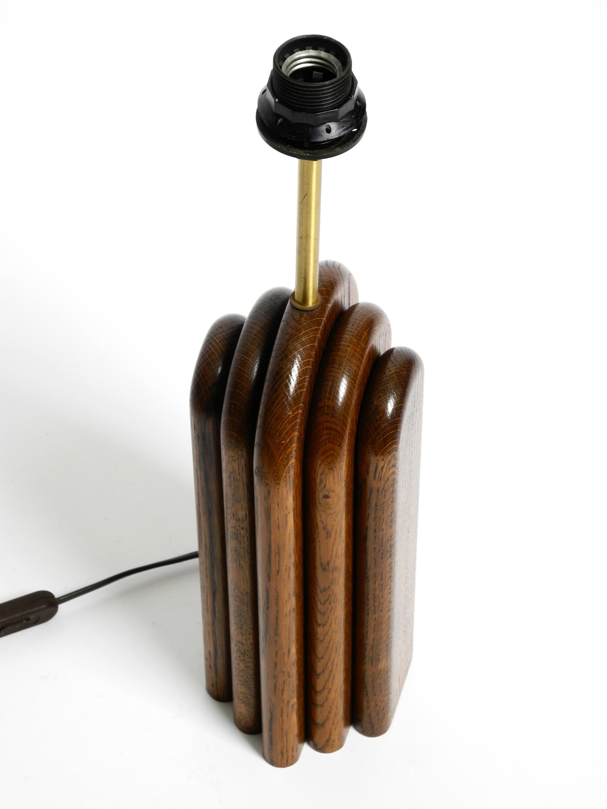 Pair of Large 60s Table Lamps by Temde Made from Teak and Original Silk Shades 8