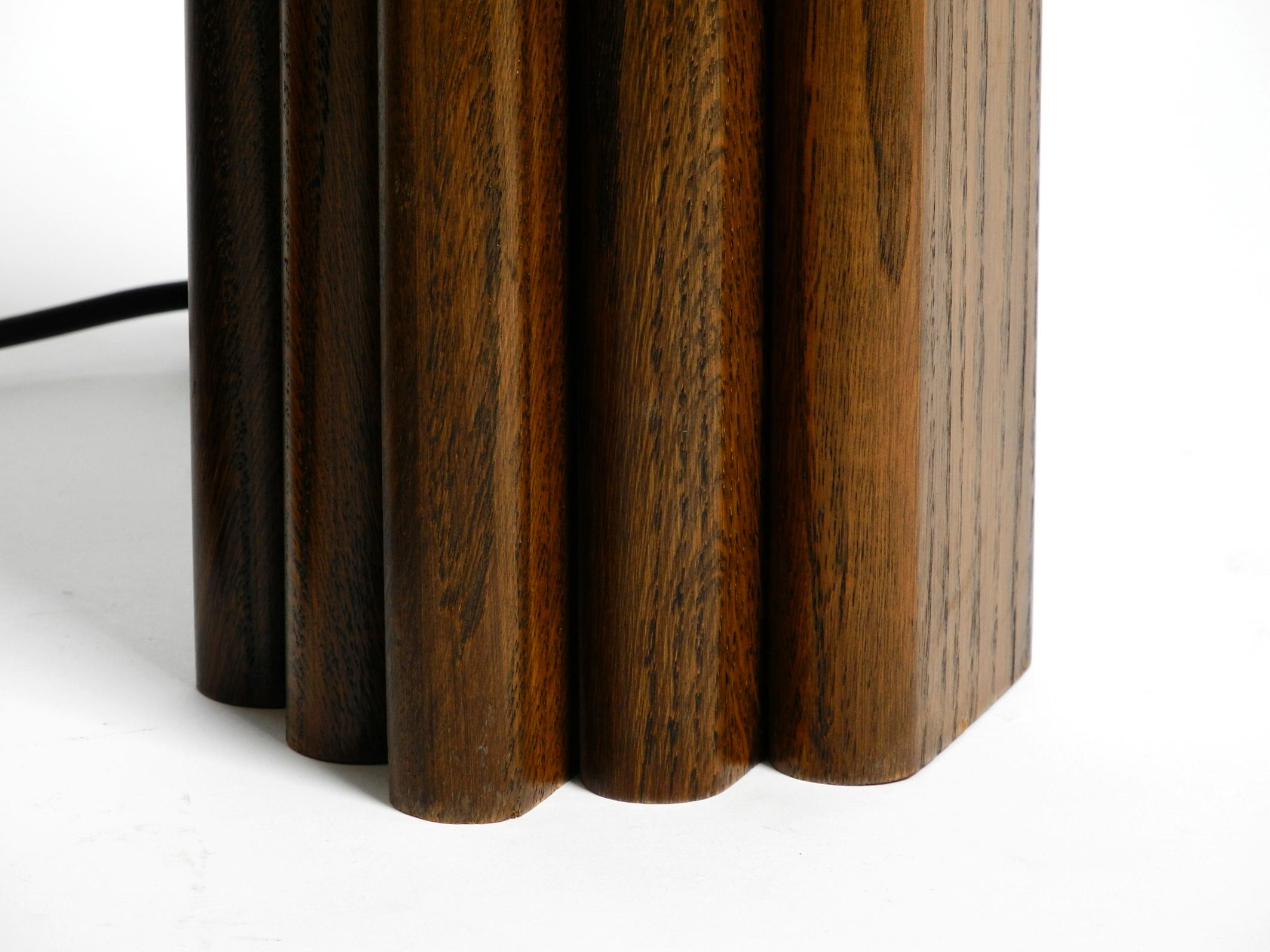 Pair of Large 60s Table Lamps by Temde Made from Teak and Original Silk Shades 3