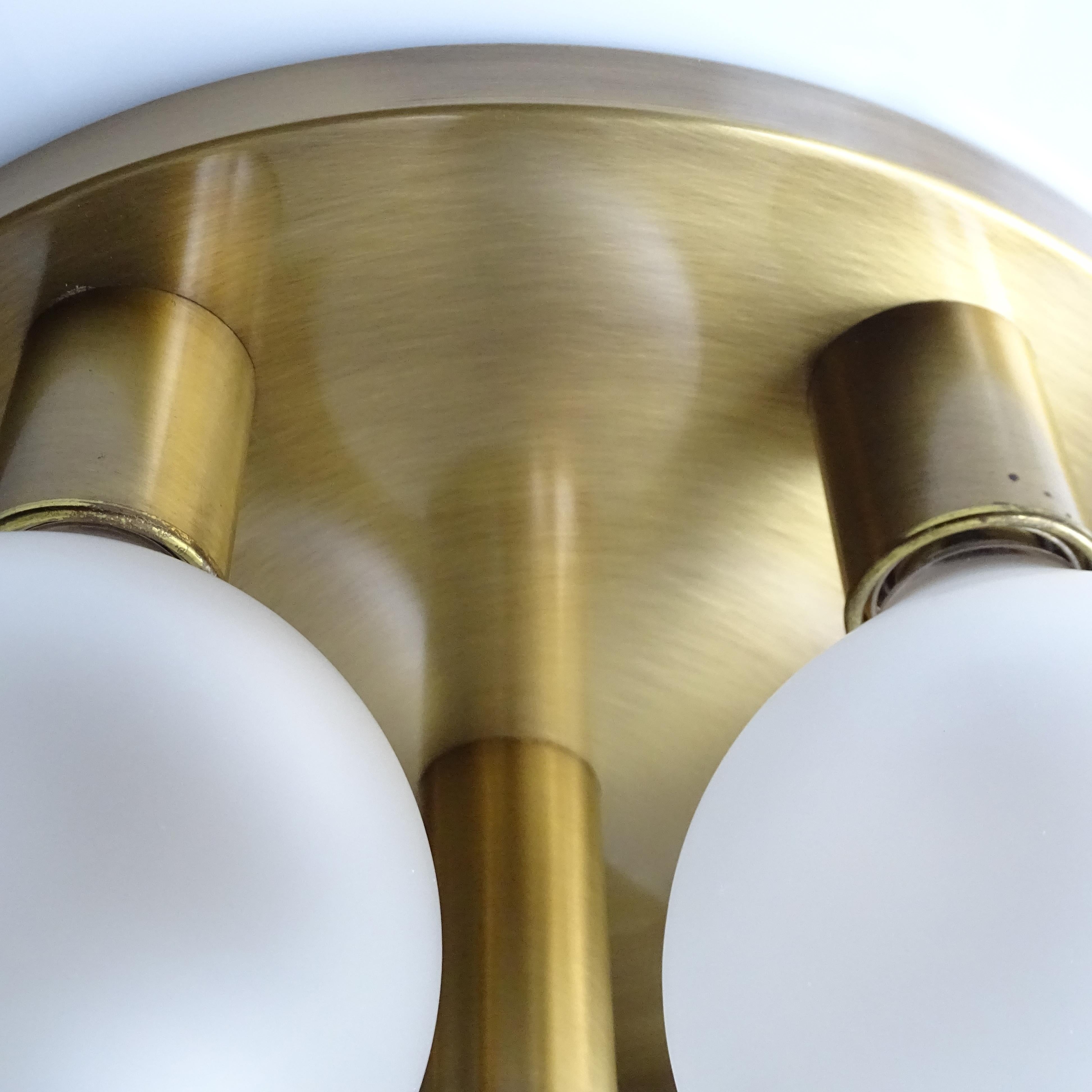 Pair of Large Midcentury 7- Lights Brass Flush Lights, Sciolari Gio Ponti Era 11