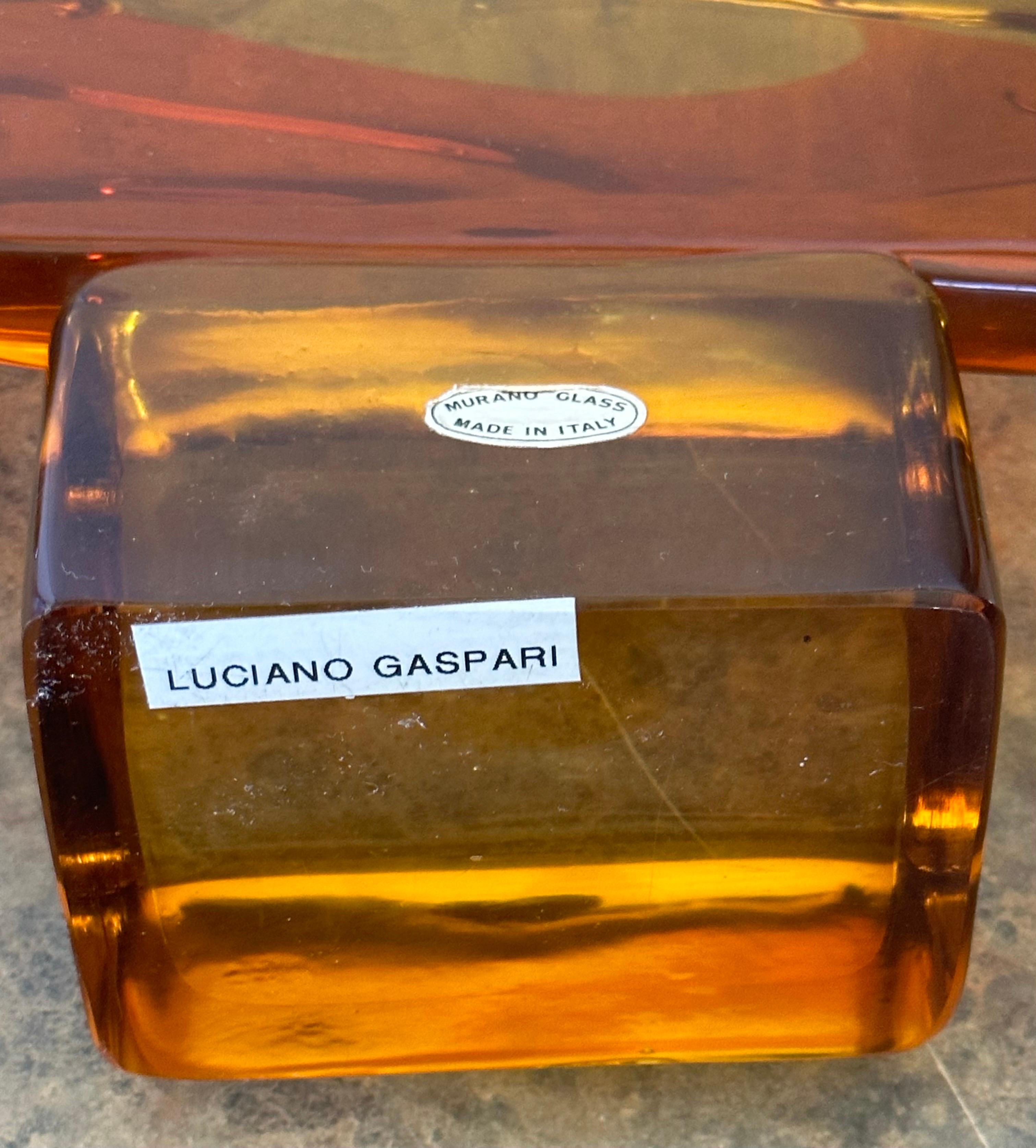 Paar große abstrakte Sommerso-Buchstützen von Luciano Gaspari für Murano-Glas im Angebot 9