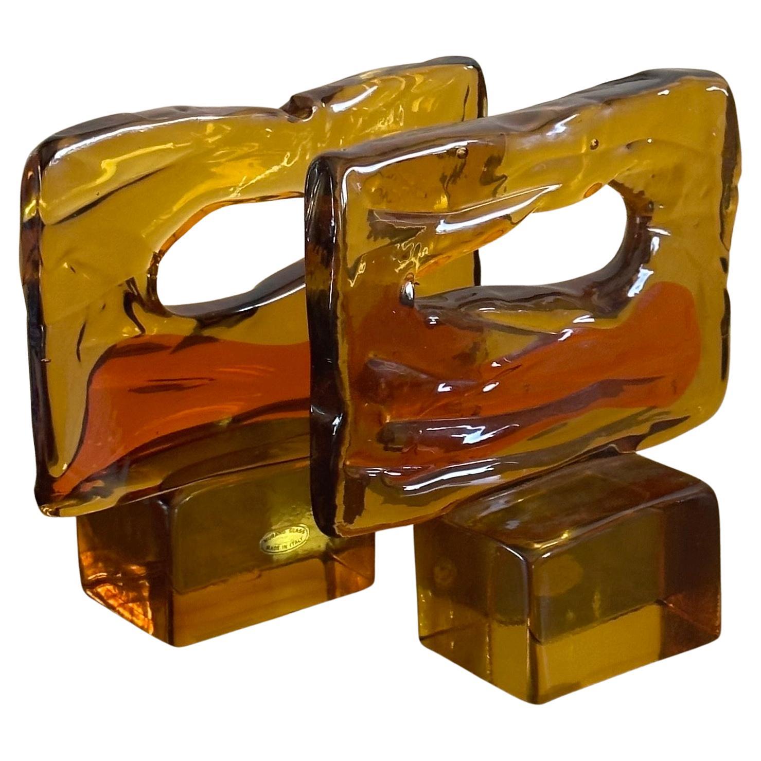 Gorgeous pair of large abstract sommerso bookends by Luciano Gaspari for Murano Glass, circa 1960's.  The pair are in very good vintage condition with no chips or cracks  and measure 6